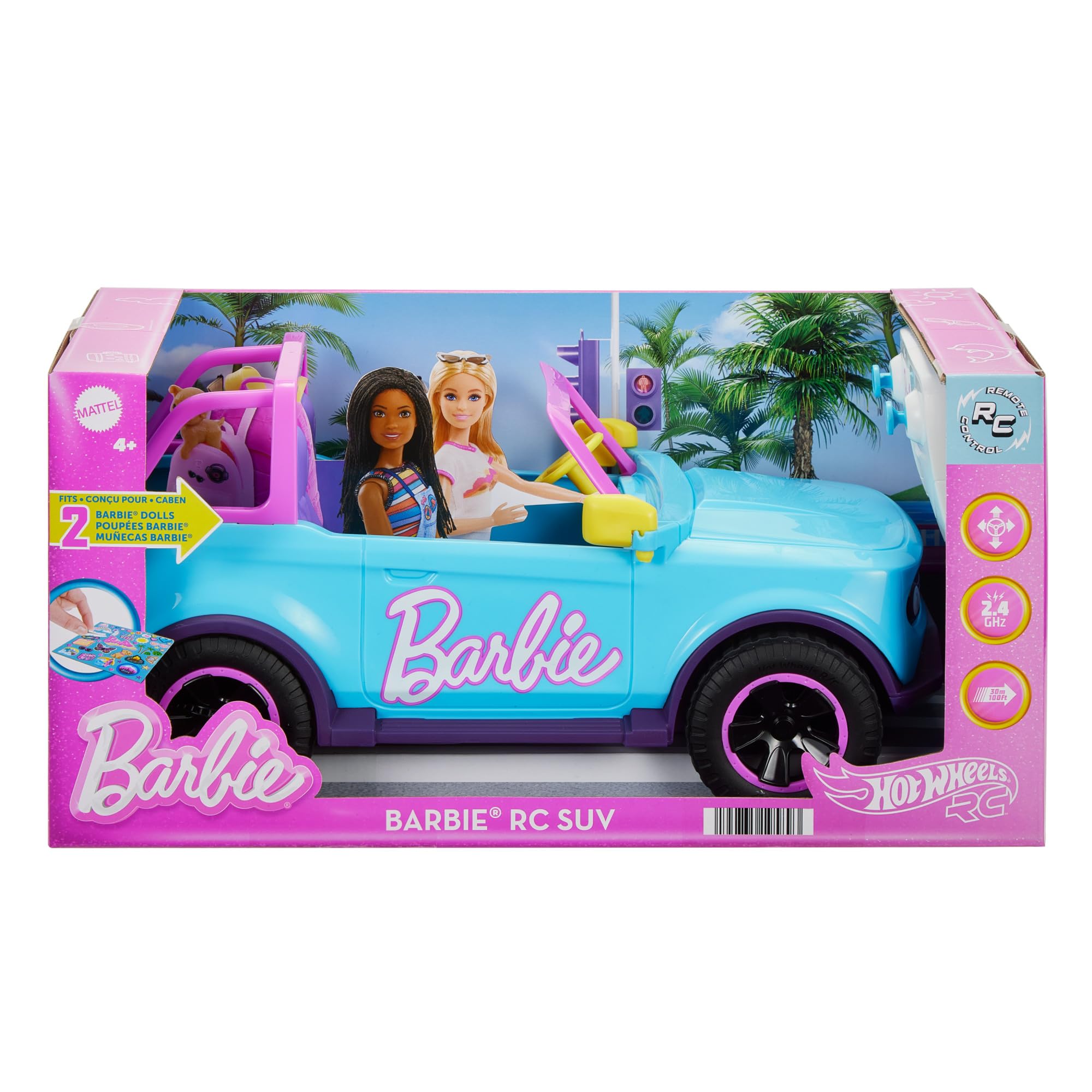 Foto 7 pulgar | Rc Suv Hot Wheels Barbie con Pegatinas para 2 Muñecas - Venta Internacional