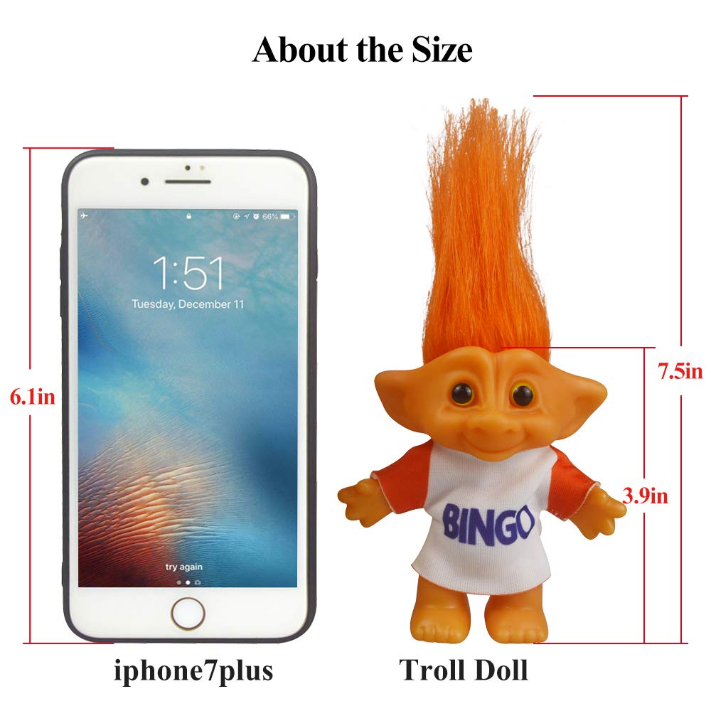 Foto 4 pulgar | Muñeca Troll Yintlilocn Vintage Lucky Chromatic 19 Cm Color Naranja - Venta Internacional.