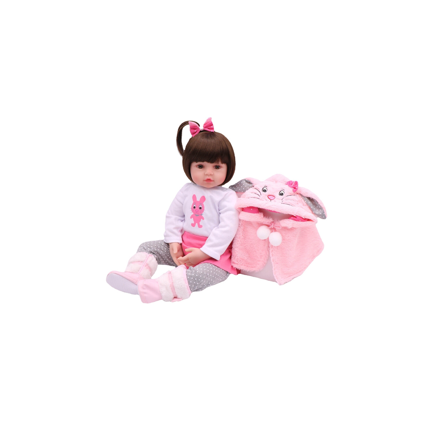 Muñeca Simulada de Conejito de 48 cm Con Cabeza De Silicona y Ojos Azules - Venta Internacional