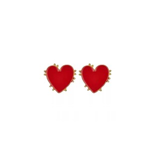 Foto 1 | Aros Esmaltados Con Forma De Corazón Rojo - Venta Internacional