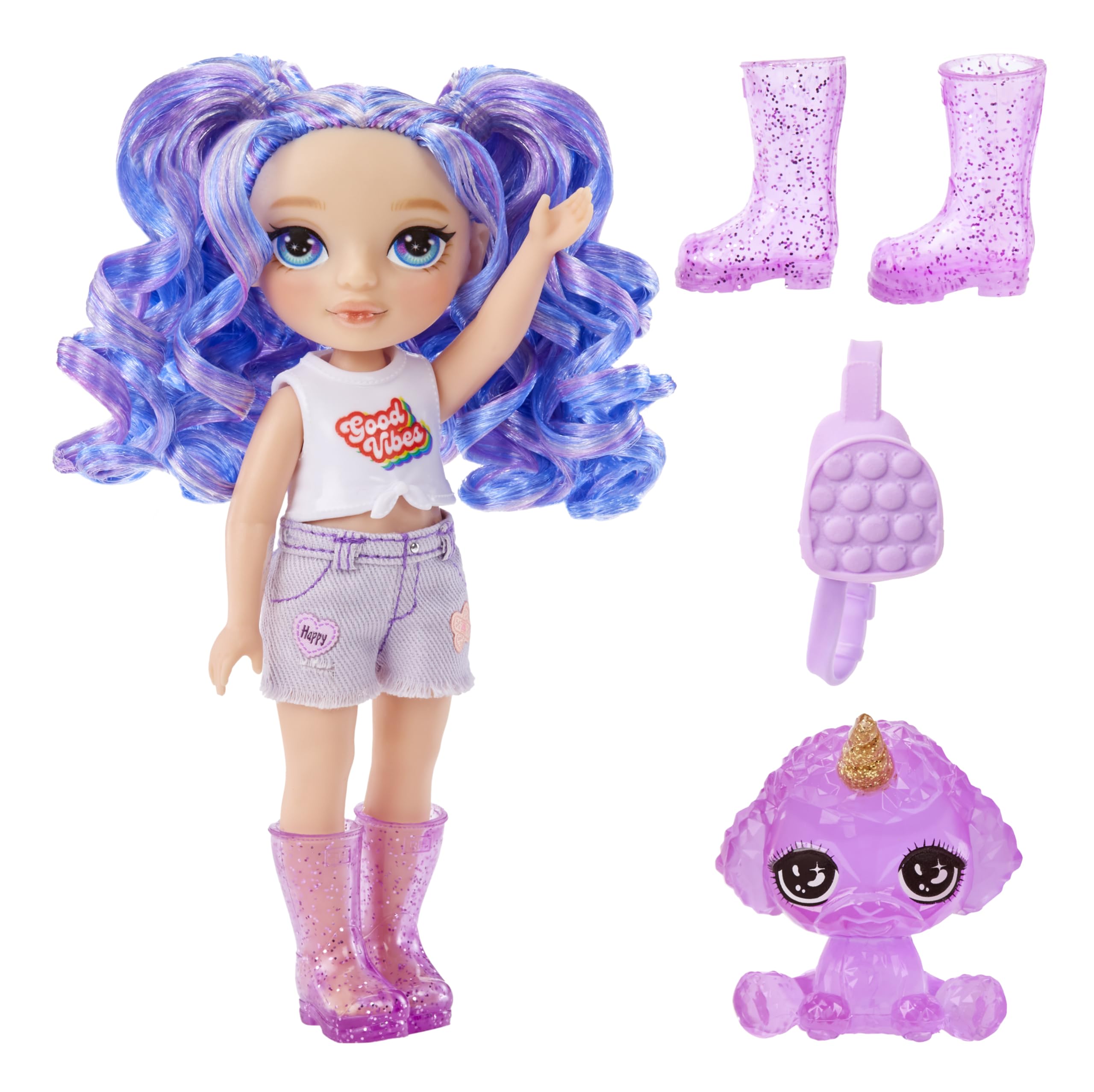 Foto 2 | Muñeca Rainbow High Littles Amethyst Willow Purple con Mascota 5.5 " - Venta Internacional