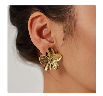 Foto 3 | Pendientes Jacinta de Acero Inoxidable con Forma De Aro Dorado Metalizado