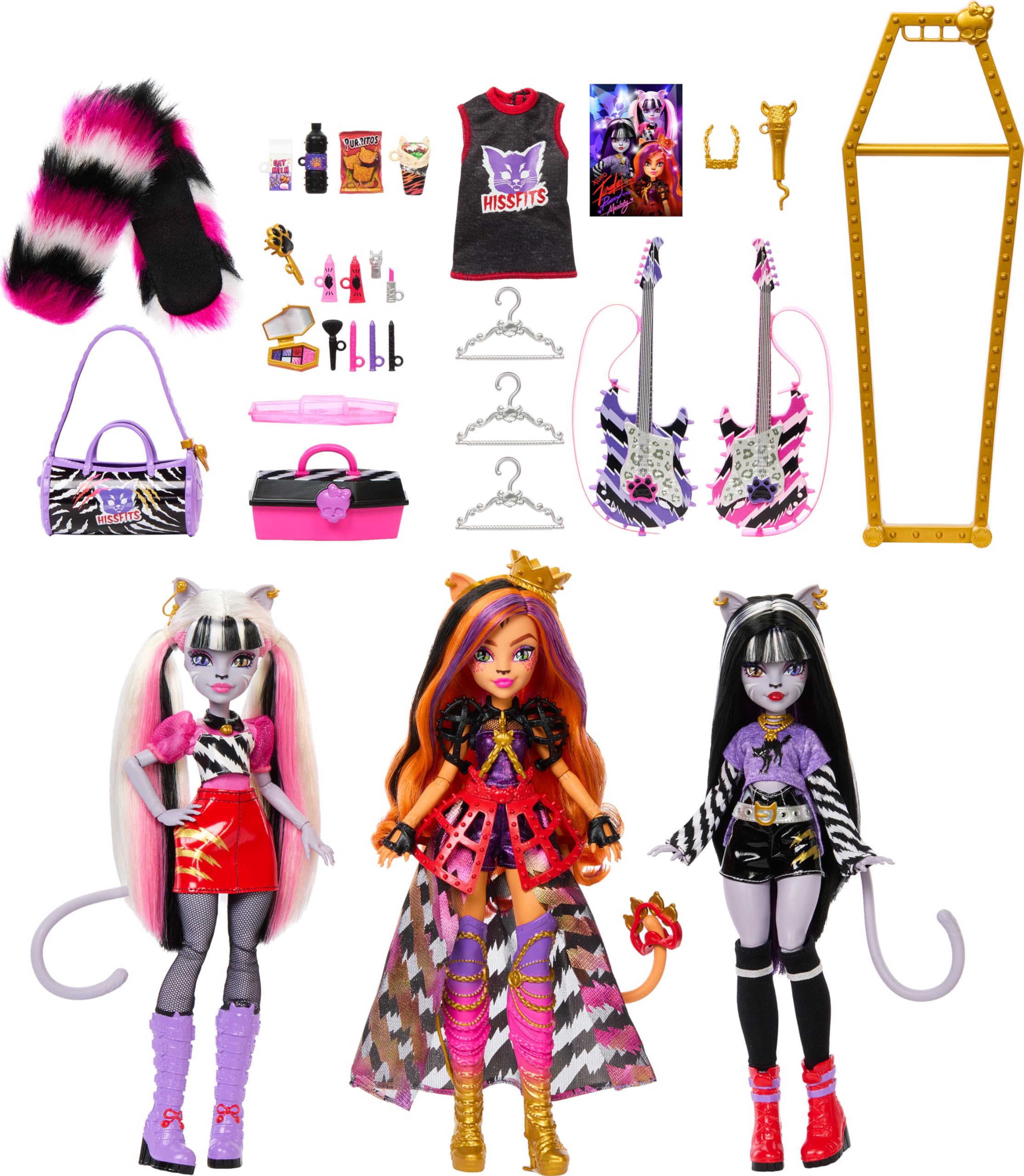 Foto 6 pulgar | Brazalete Dolls Monster High The Hissfits Paquete de 3 con Rayas Toralei - Venta Internacional