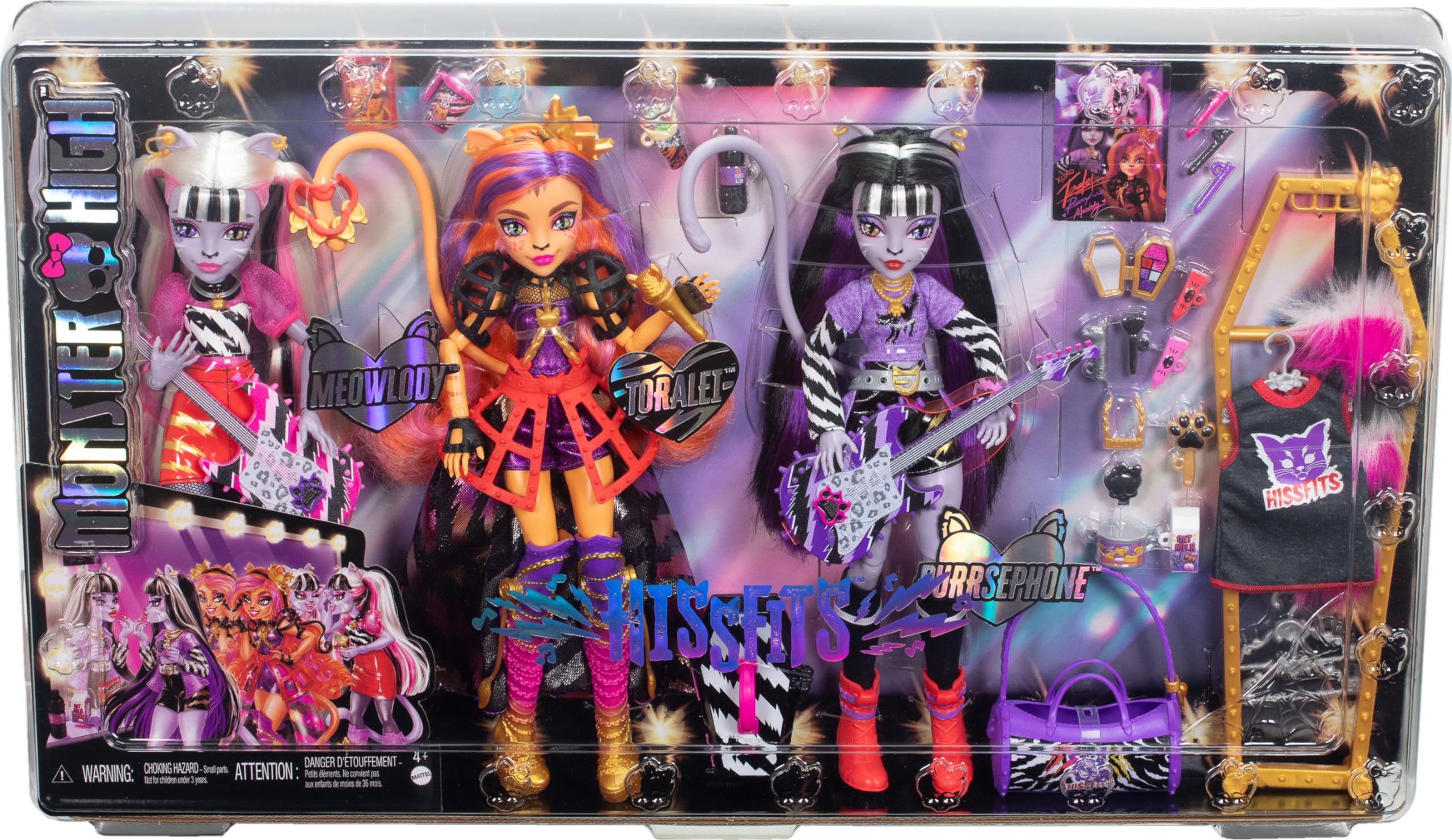 Foto 7 pulgar | Brazalete Dolls Monster High The Hissfits Paquete de 3 con Rayas Toralei - Venta Internacional