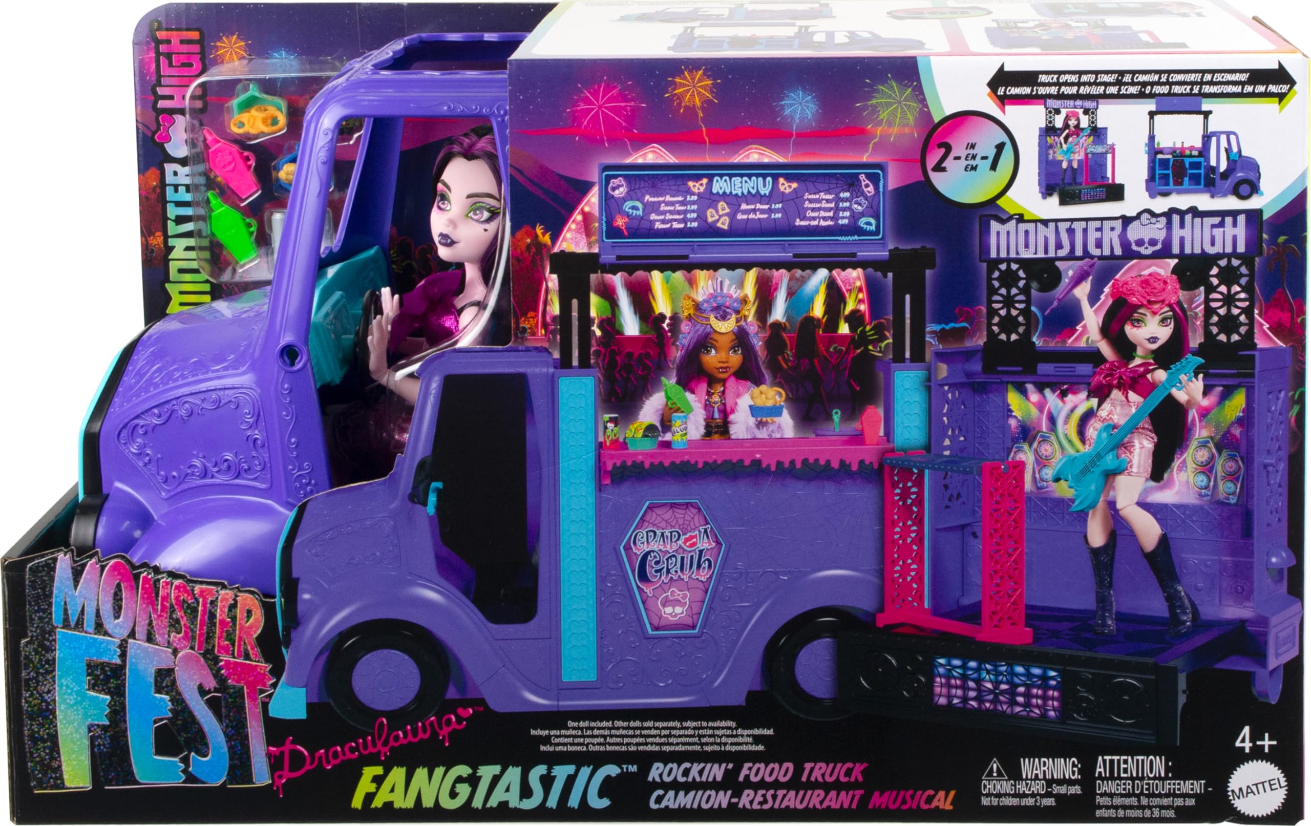 Foto 7 pulgar | Muñeca Draculaura de Playset Monster High y Fantástico Camión de Comida - Venta Internacional