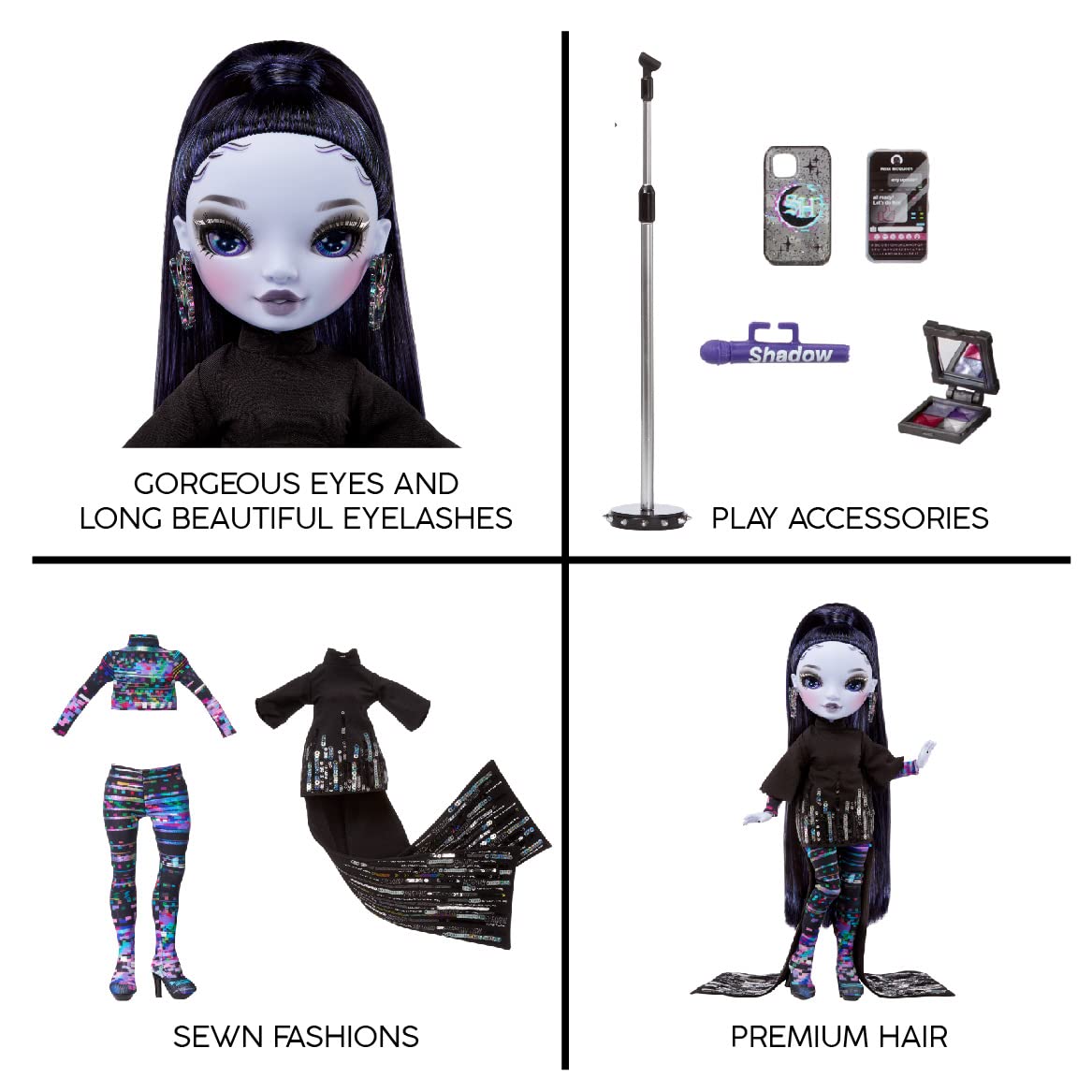 Foto 5 | Muñeca De Moda Rainbow High Shadow High Reina Glitch Crowne - Venta Internacional.