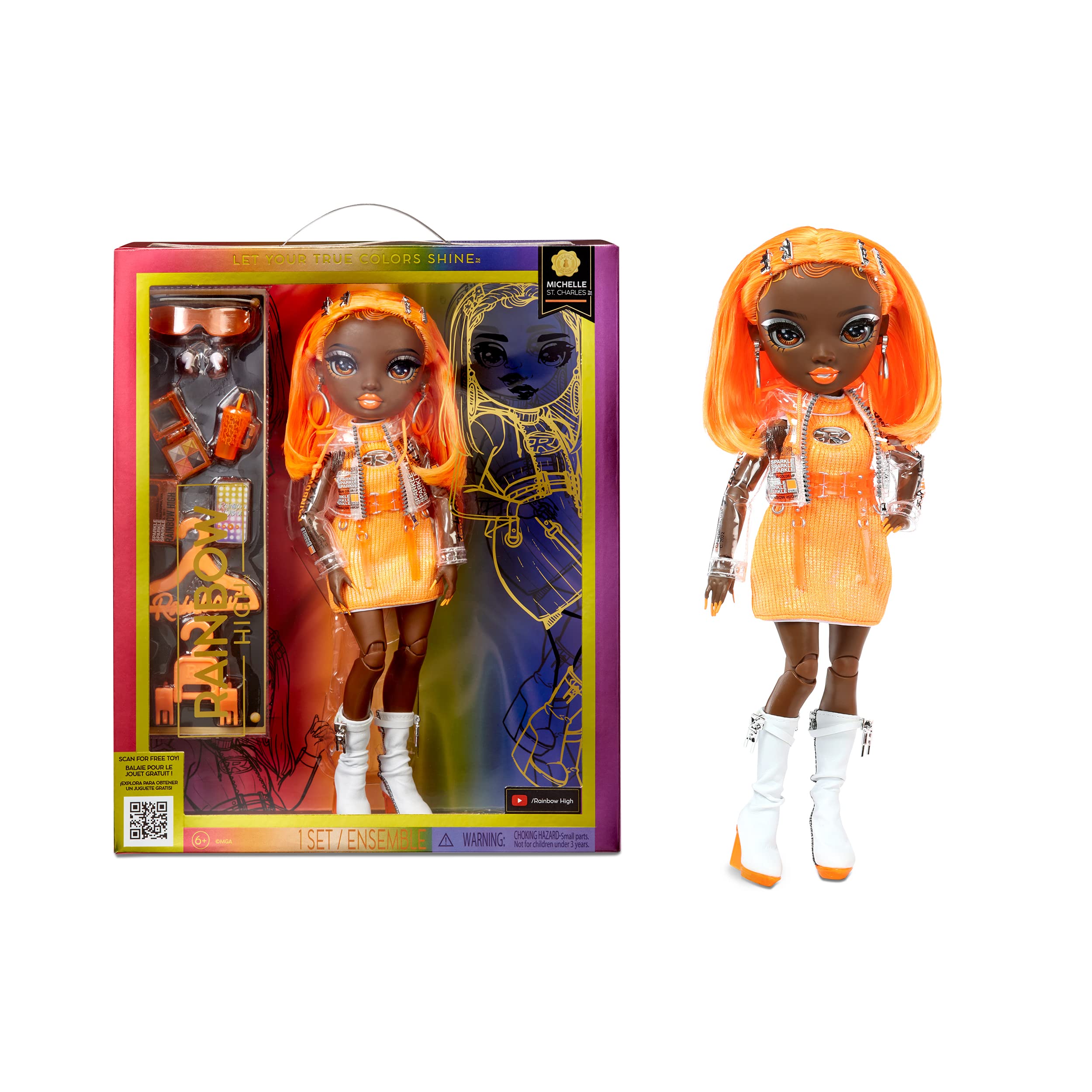 Muñeca Moderna Rainbow High Michelle Orange Con Atuendo Y Tacón - Venta Internacional.