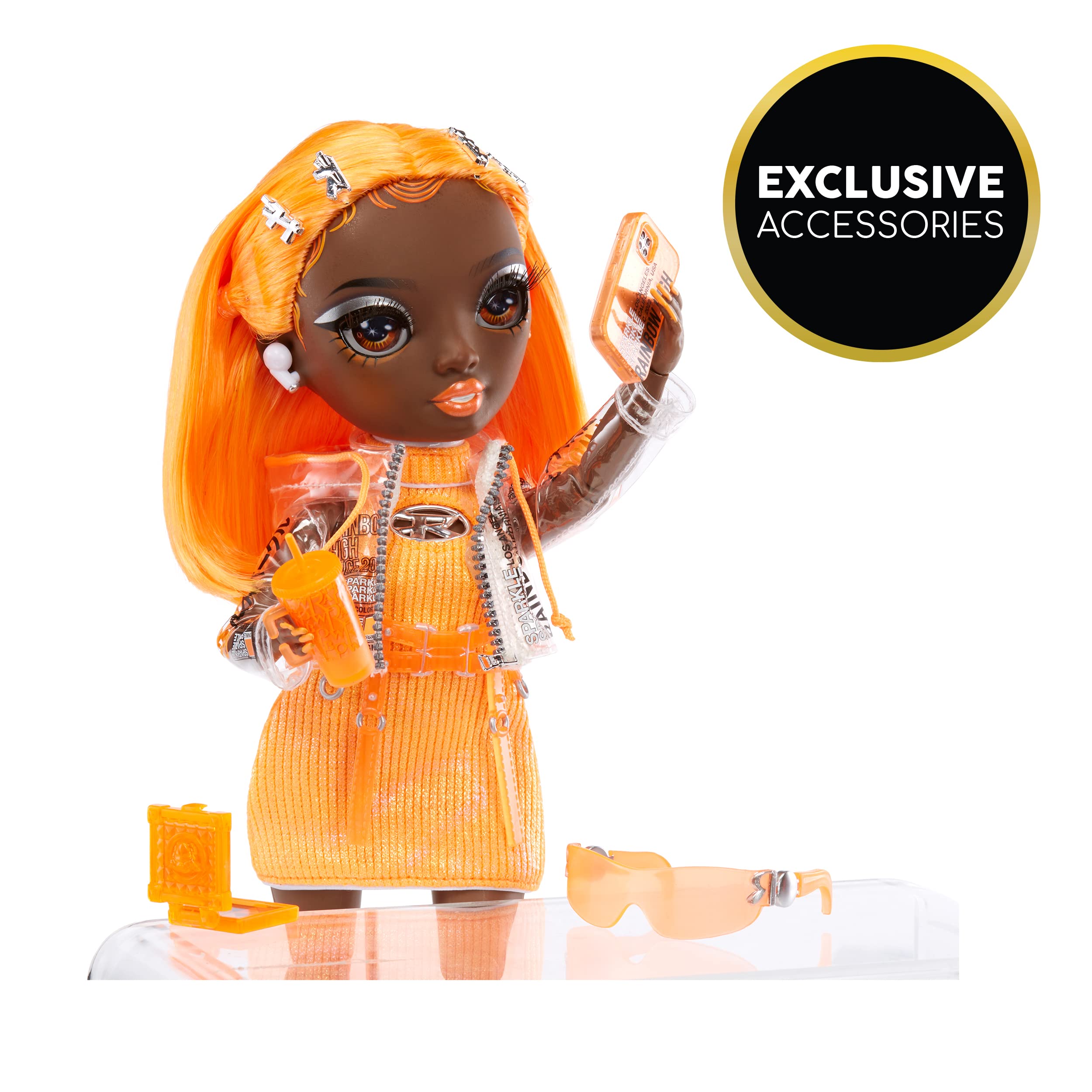 Foto 4 | Muñeca Moderna Rainbow High Michelle Orange Con Atuendo Y Tacón - Venta Internacional.