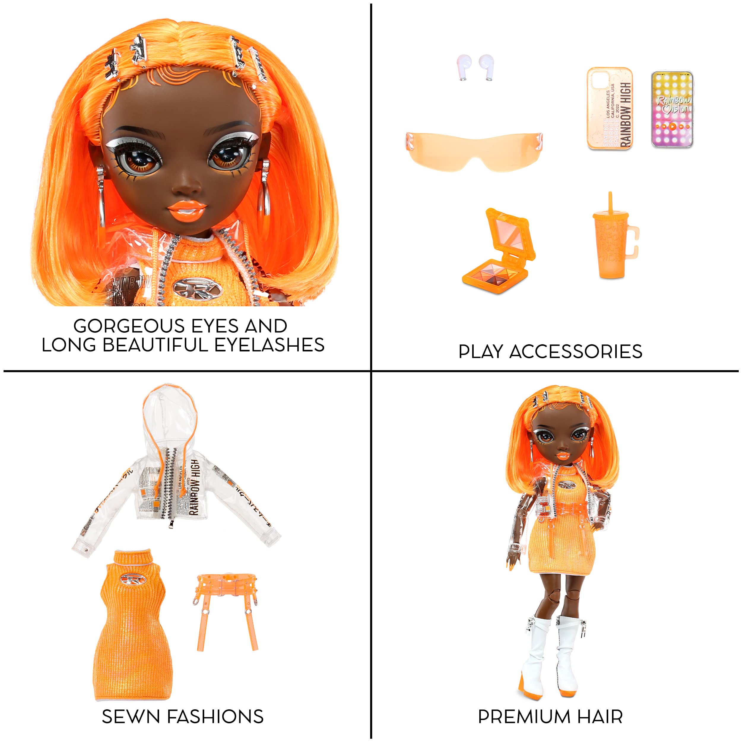 Foto 5 | Muñeca Moderna Rainbow High Michelle Orange Con Atuendo Y Tacón - Venta Internacional.