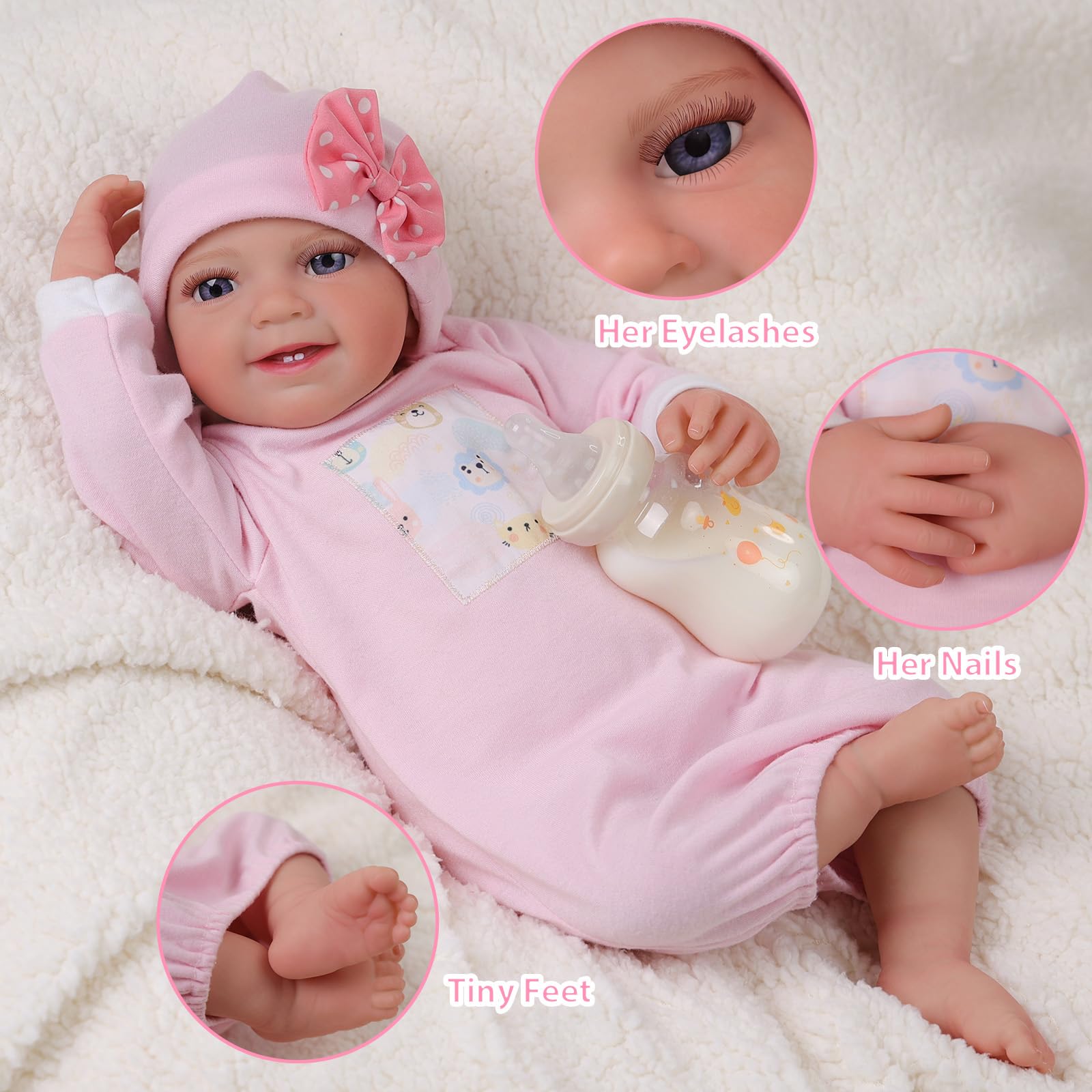 Foto 4 pulgar | Muñeca Reborn Babeside Leen De 50 Cm Con Accesorios Completos - Venta Internacional.