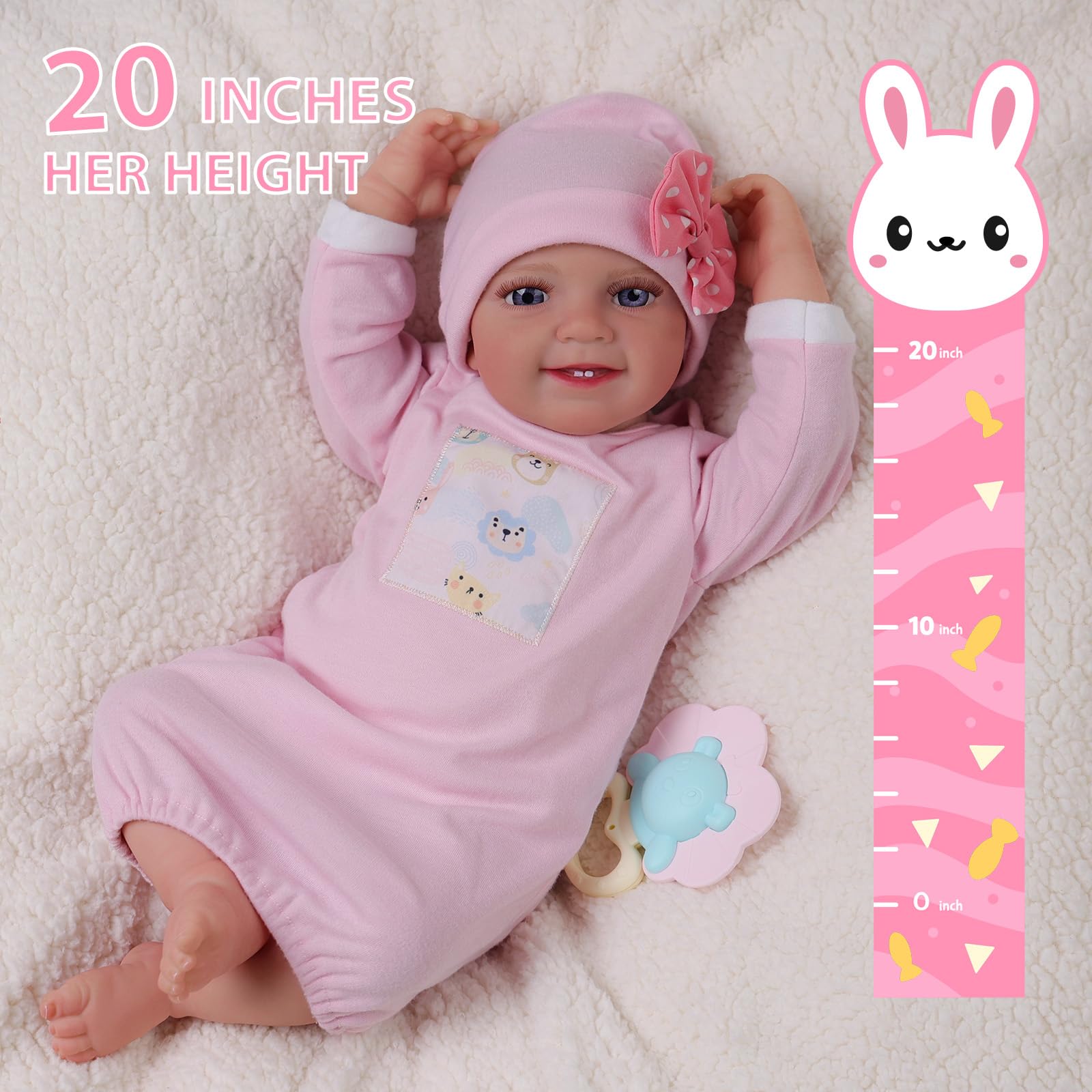 Foto 5 pulgar | Muñeca Reborn Babeside Leen De 50 Cm Con Accesorios Completos - Venta Internacional.