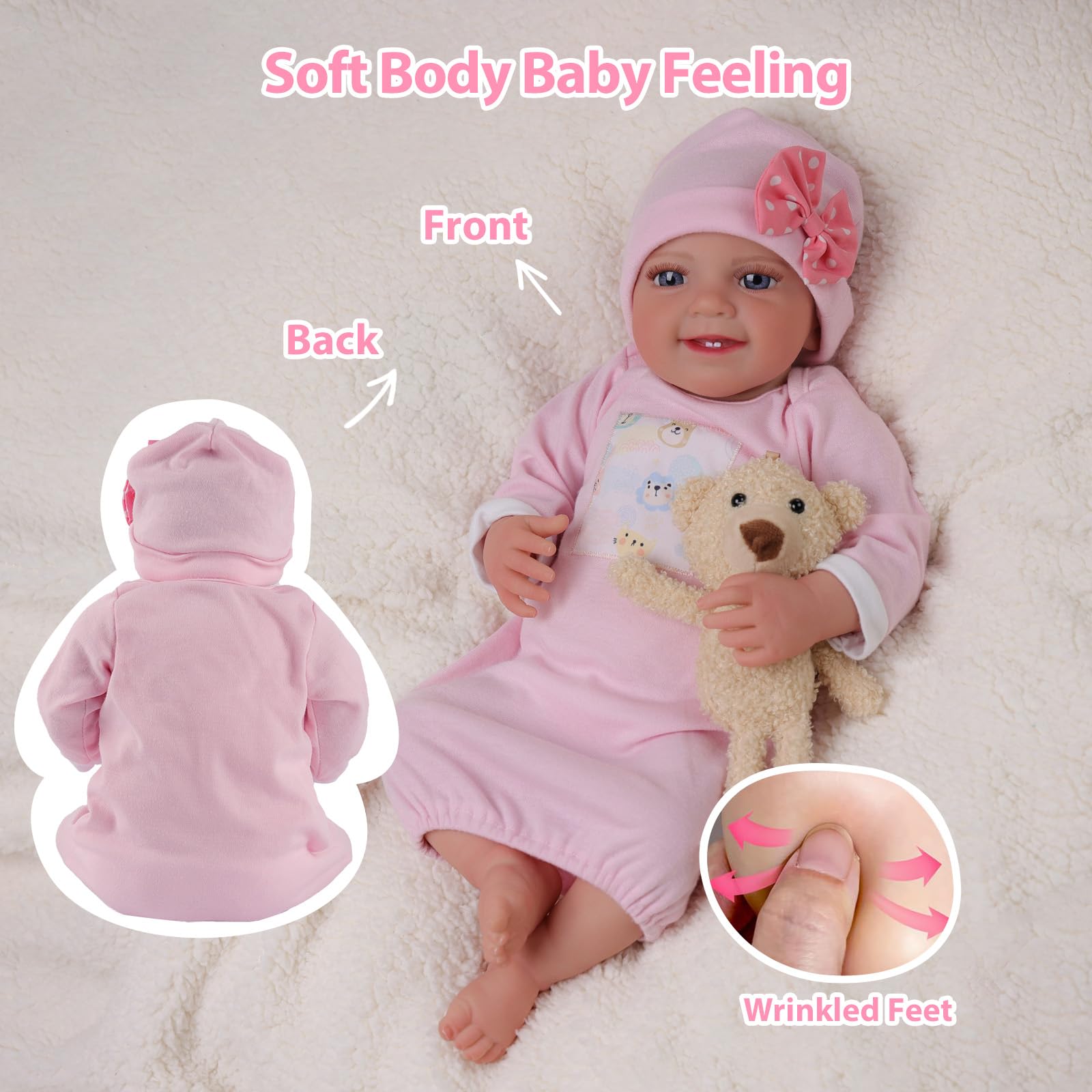 Foto 6 pulgar | Muñeca Reborn Babeside Leen De 50 Cm Con Accesorios Completos - Venta Internacional.