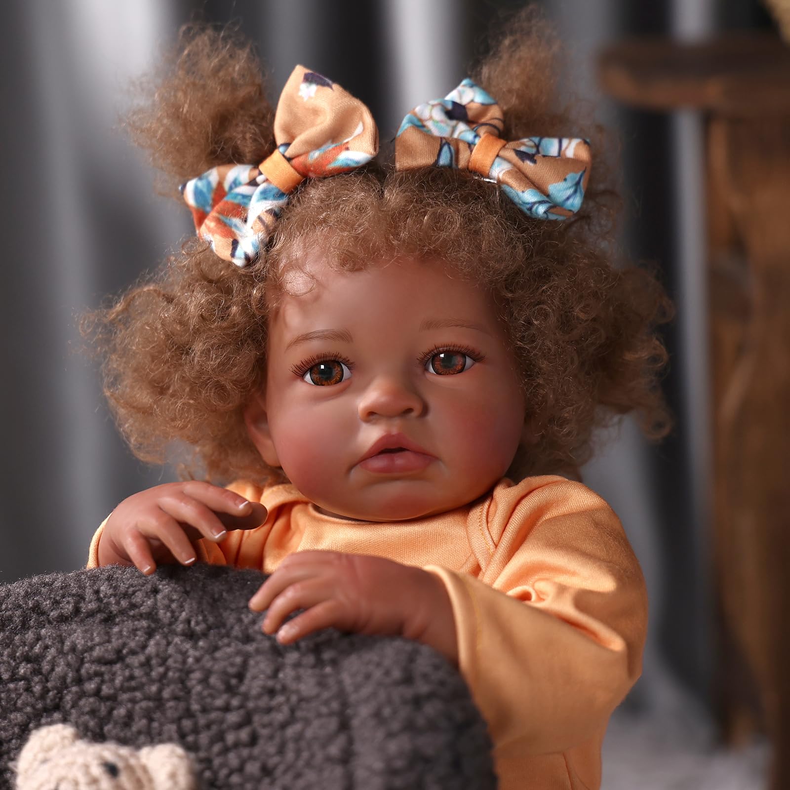 Foto 2 pulgar | Muñeca Reborn Babeside Para Niña Afroamericana De 50 Cm Con Vestido - Venta Internacional.
