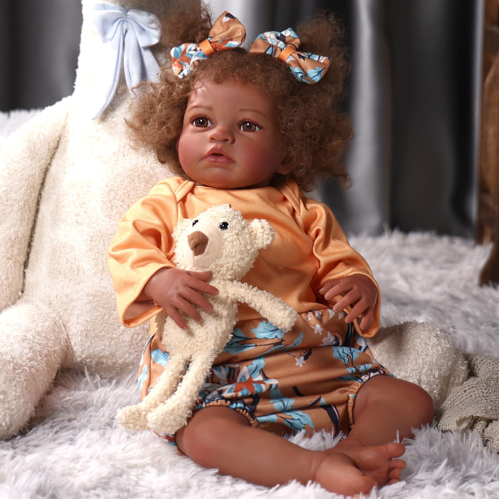 Foto 3 pulgar | Muñeca Reborn Babeside Para Niña Afroamericana De 50 Cm Con Vestido - Venta Internacional.