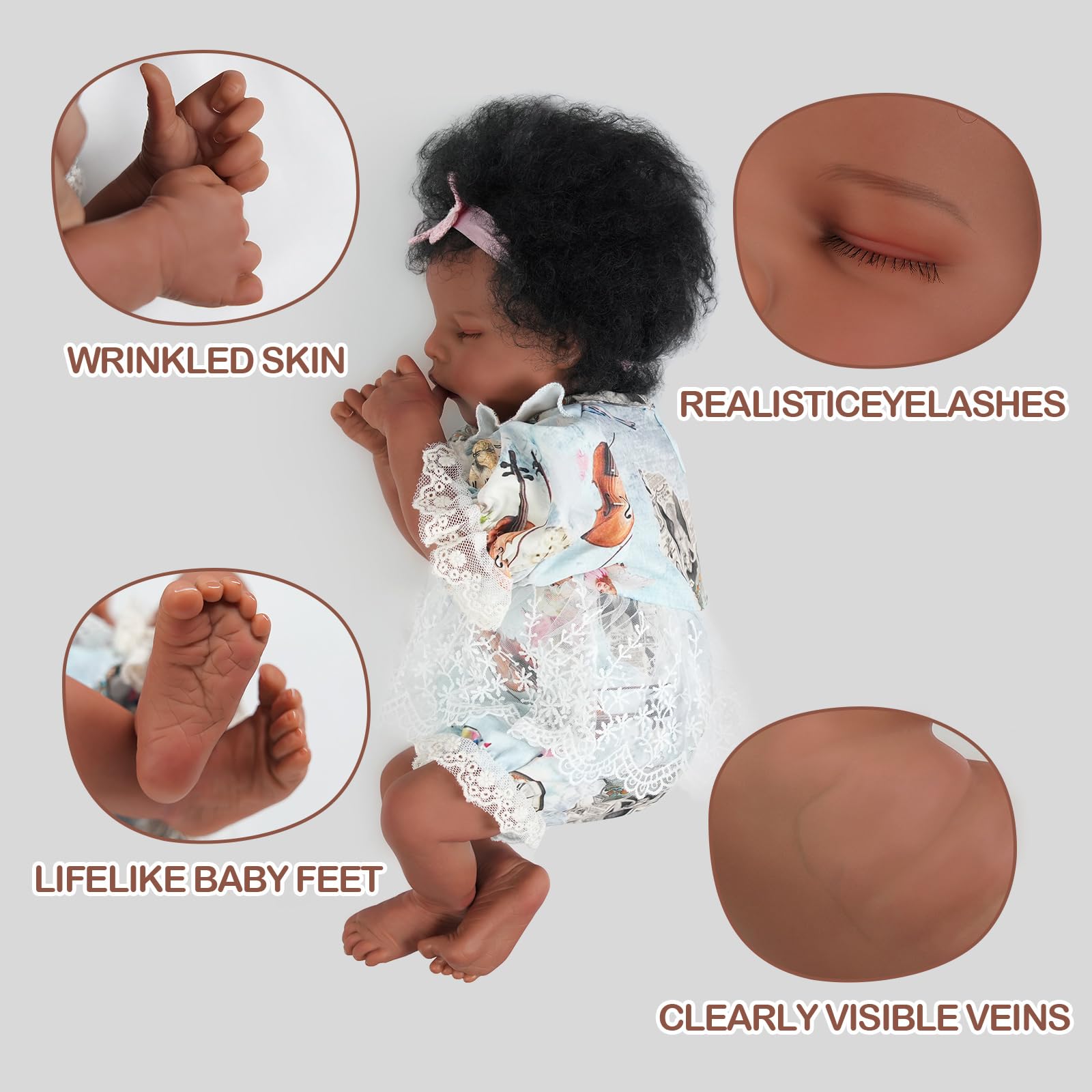 Foto 4 pulgar | Muñeca Reborn Babeside, Realista, Negra, 43 Cm, Con Accesorios - Venta Internacional.