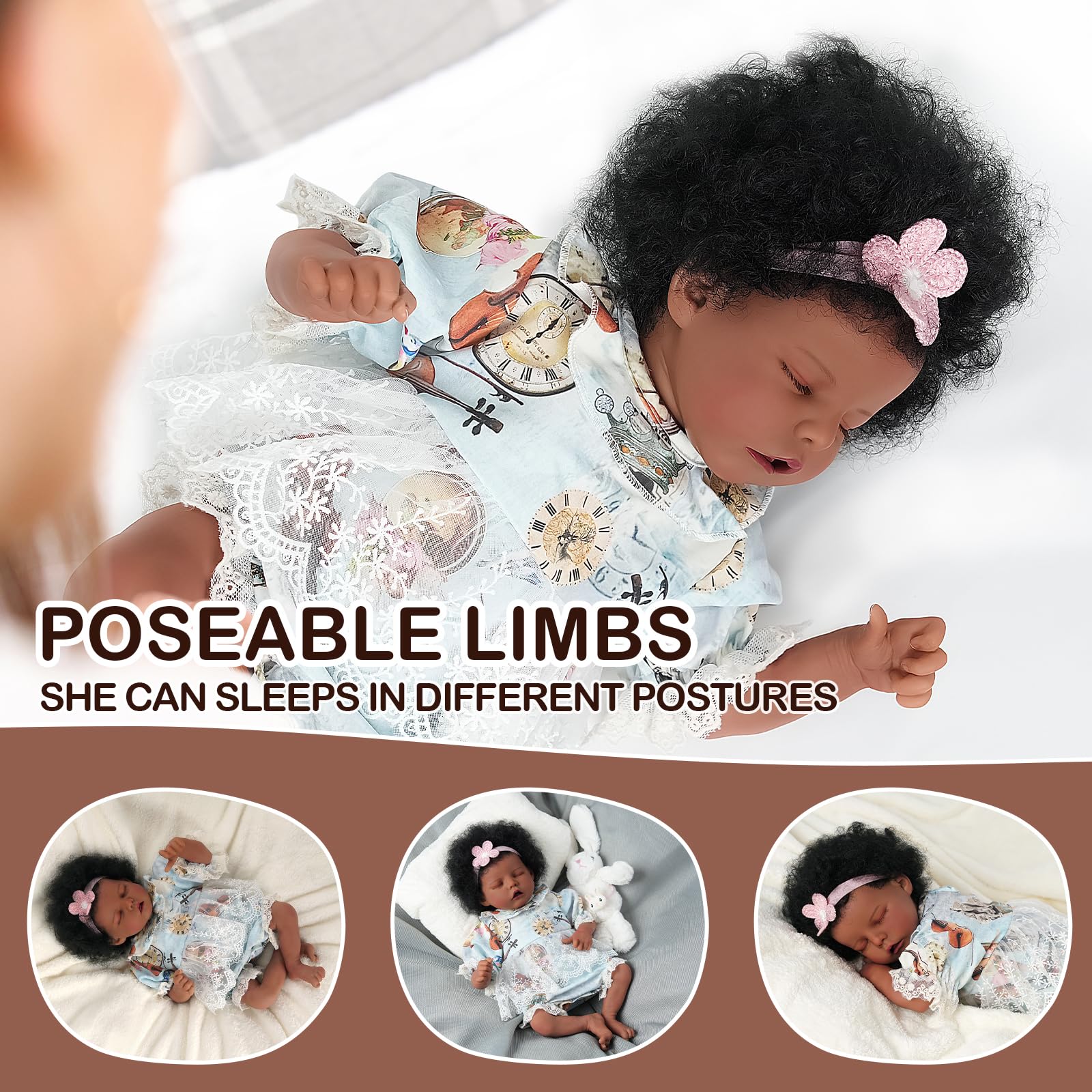 Foto 5 pulgar | Muñeca Reborn Babeside, Realista, Negra, 43 Cm, Con Accesorios - Venta Internacional.