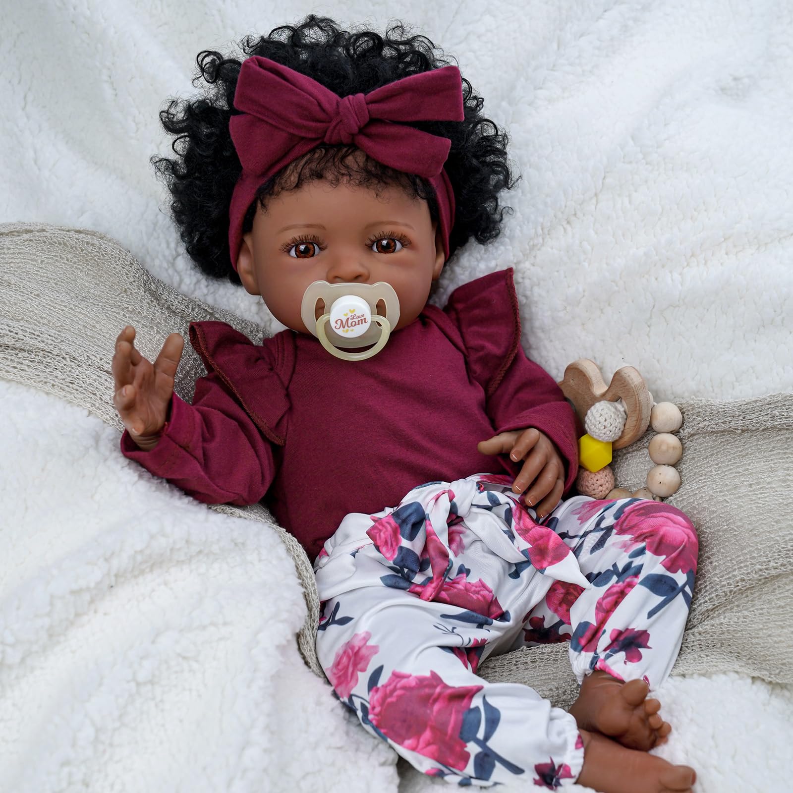 Foto 6 pulgar | Muñeca Babeside Tina Lifelike Reborn Black Girl 45 Cm Con Ropa - Venta Internacional.