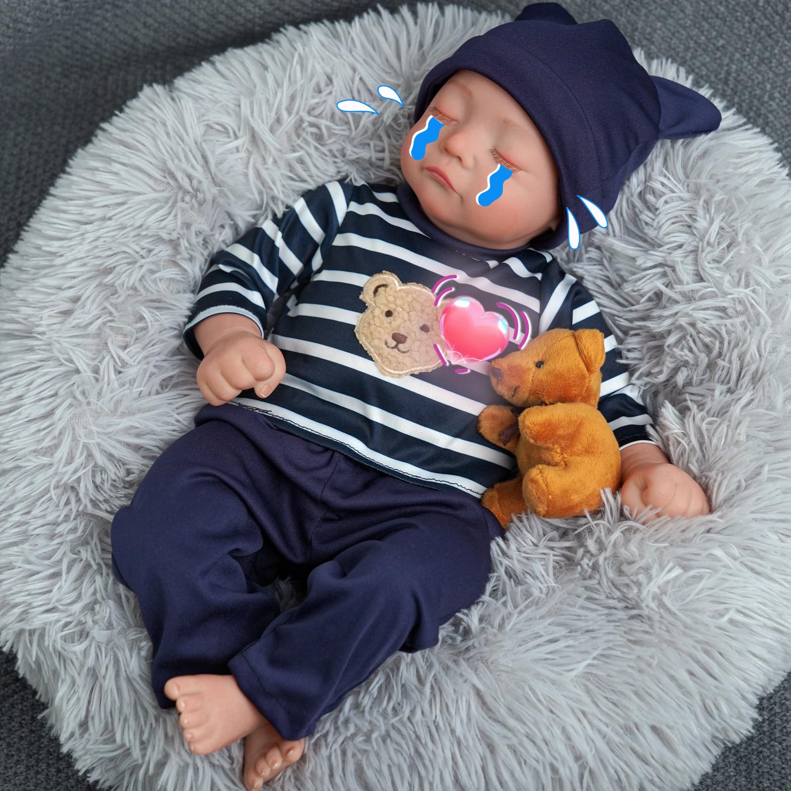 Foto 2 pulgar | Muñeca Reborn Babeside Kai Boy Con Latido De 43 Cm Para Niños Mayores De 3 Años - Venta Internacional.