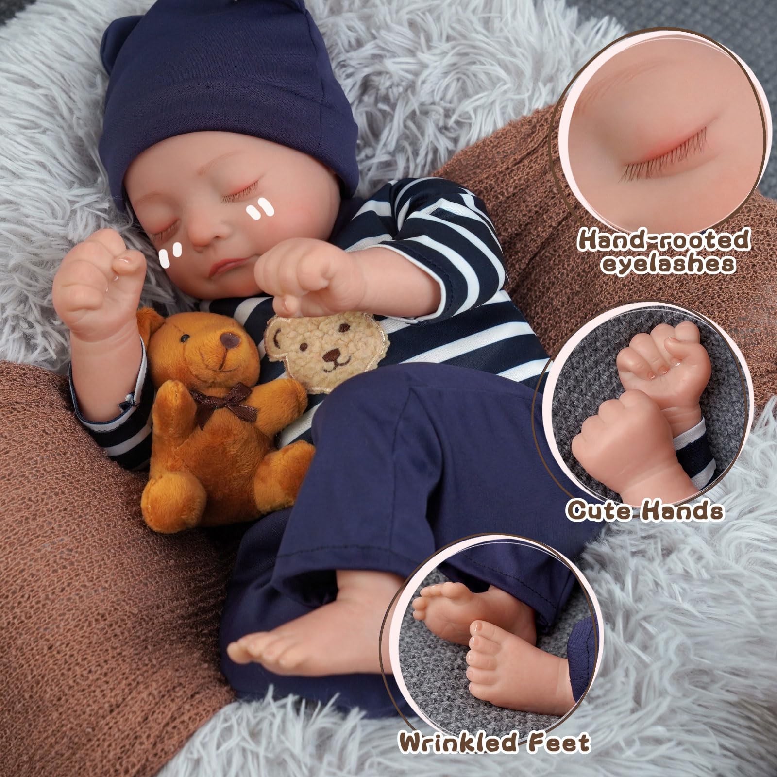 Foto 3 pulgar | Muñeca Reborn Babeside Kai Boy Con Latido De 43 Cm Para Niños Mayores De 3 Años - Venta Internacional.