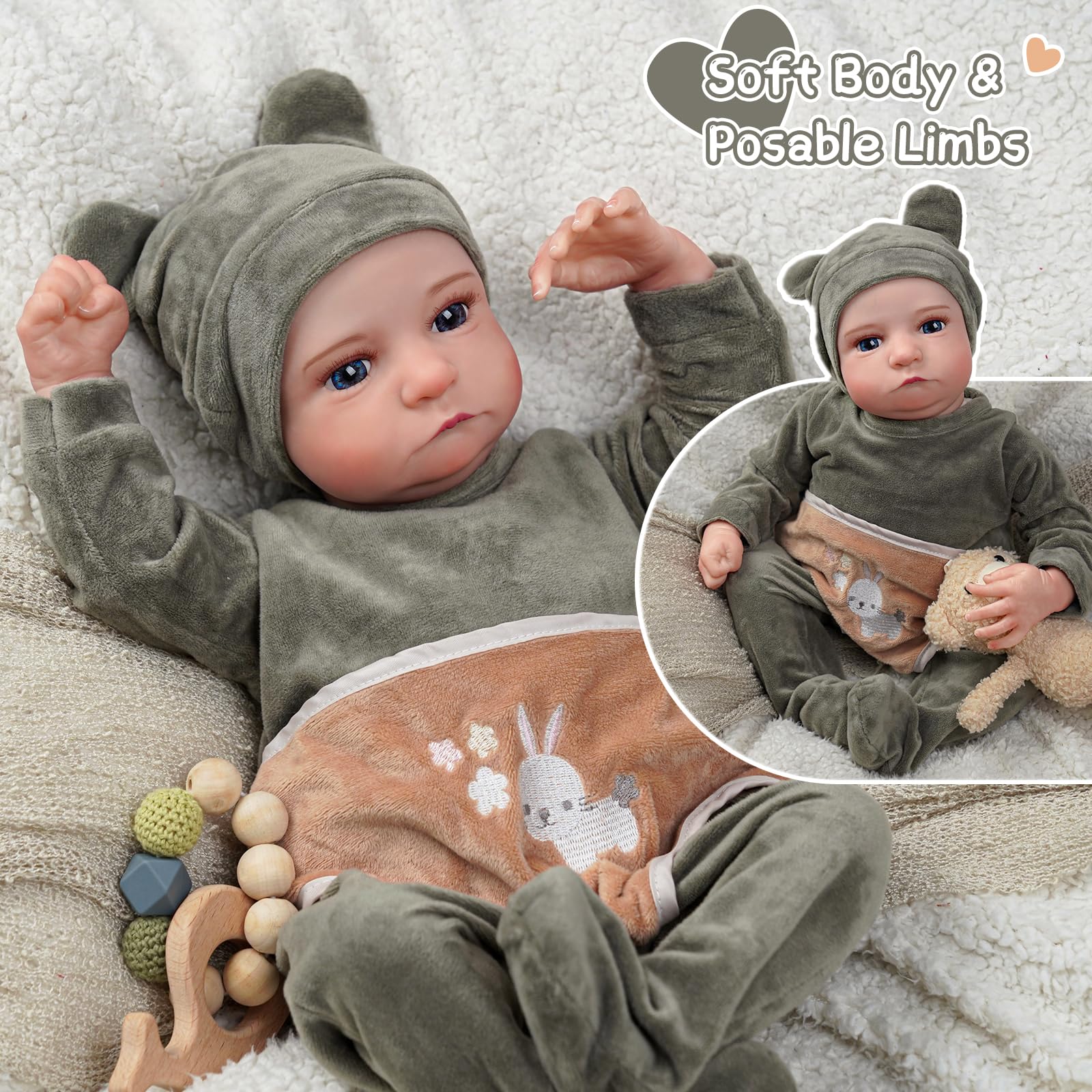 Foto 5 pulgar | Muñeca Reborn Babeside Aiden De 53,3 Cm Con Accesorios De Más De 3 Años - Venta Internacional.