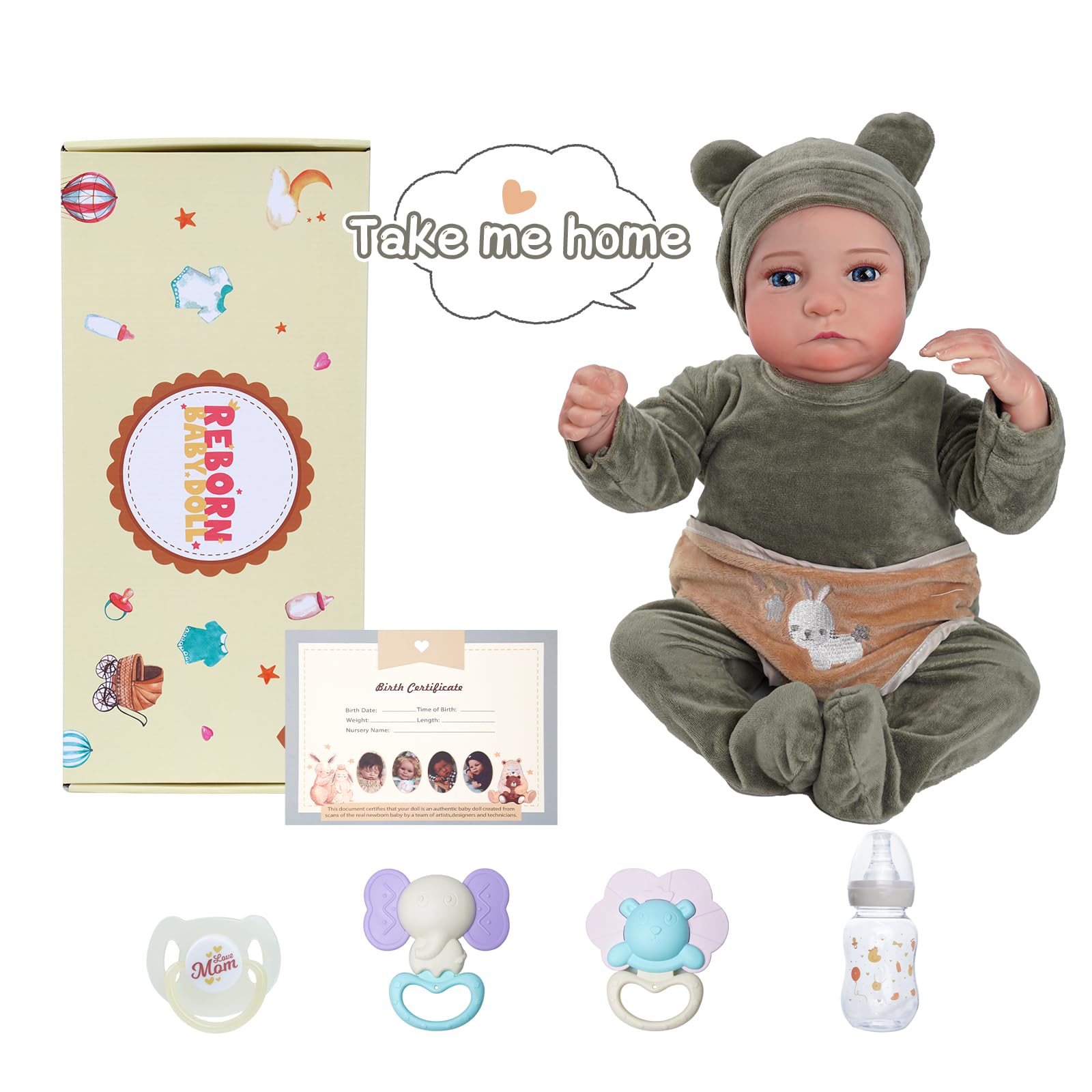 Foto 6 | Muñeca Reborn Babeside Aiden De 53,3 Cm Con Accesorios De Más De 3 Años - Venta Internacional.