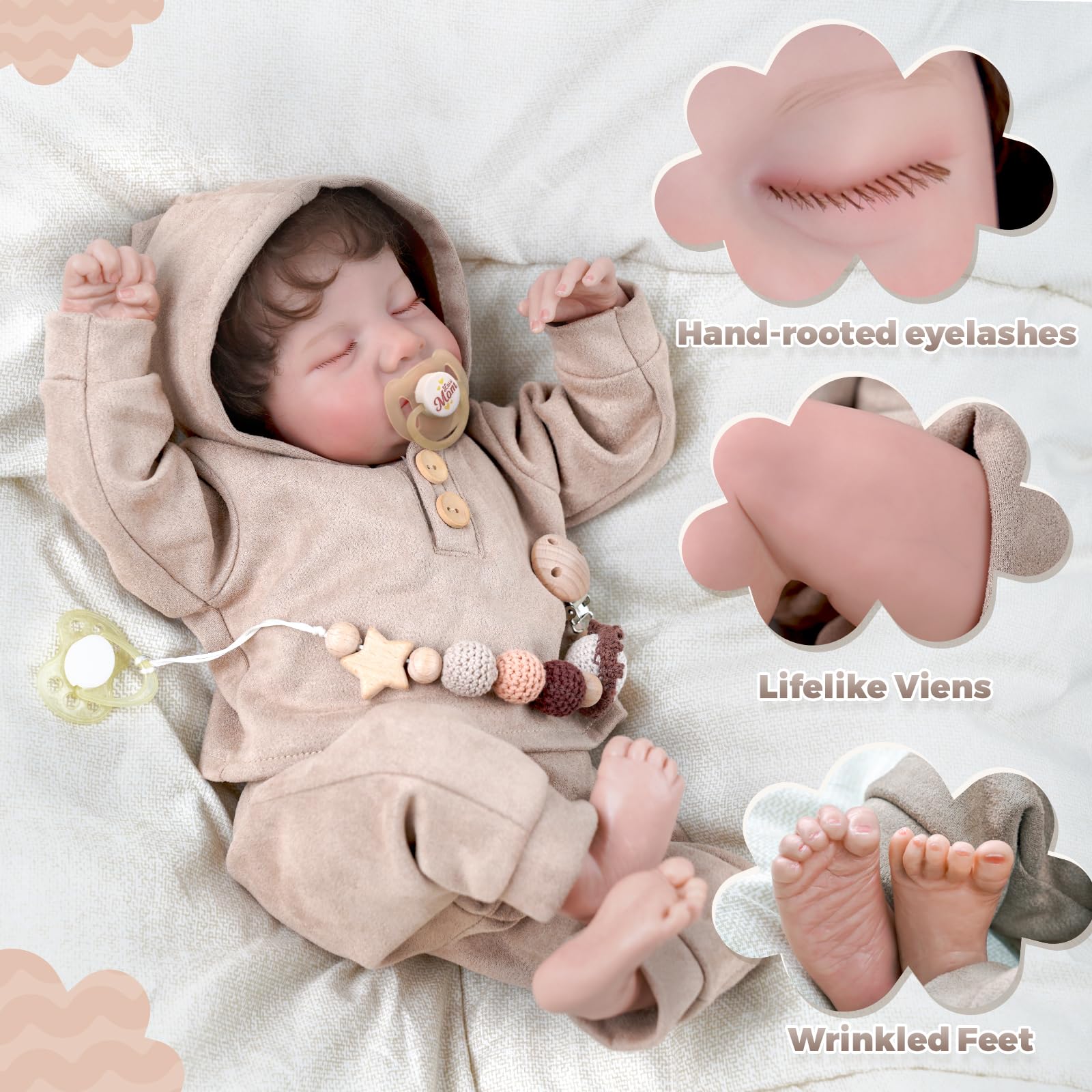 Foto 4 pulgar | Muñeca Reborn Babeside Relike Boy, 43 Cm, Cuerpo Completo De Vinilo - Venta Internacional.