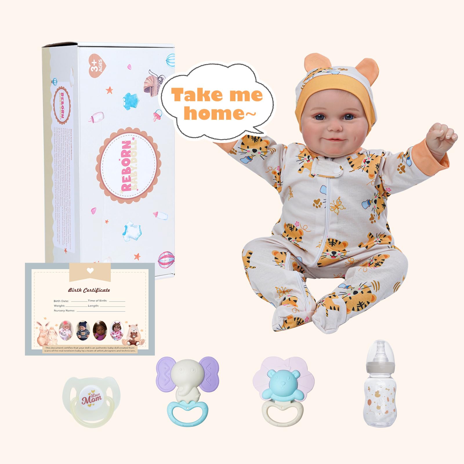 Foto 6 pulgar | Muñeca Reborn Babeside De 20 Pulgadas Con Accesorios Para Niñas O Más De 3 Niñas - Venta Internacional.