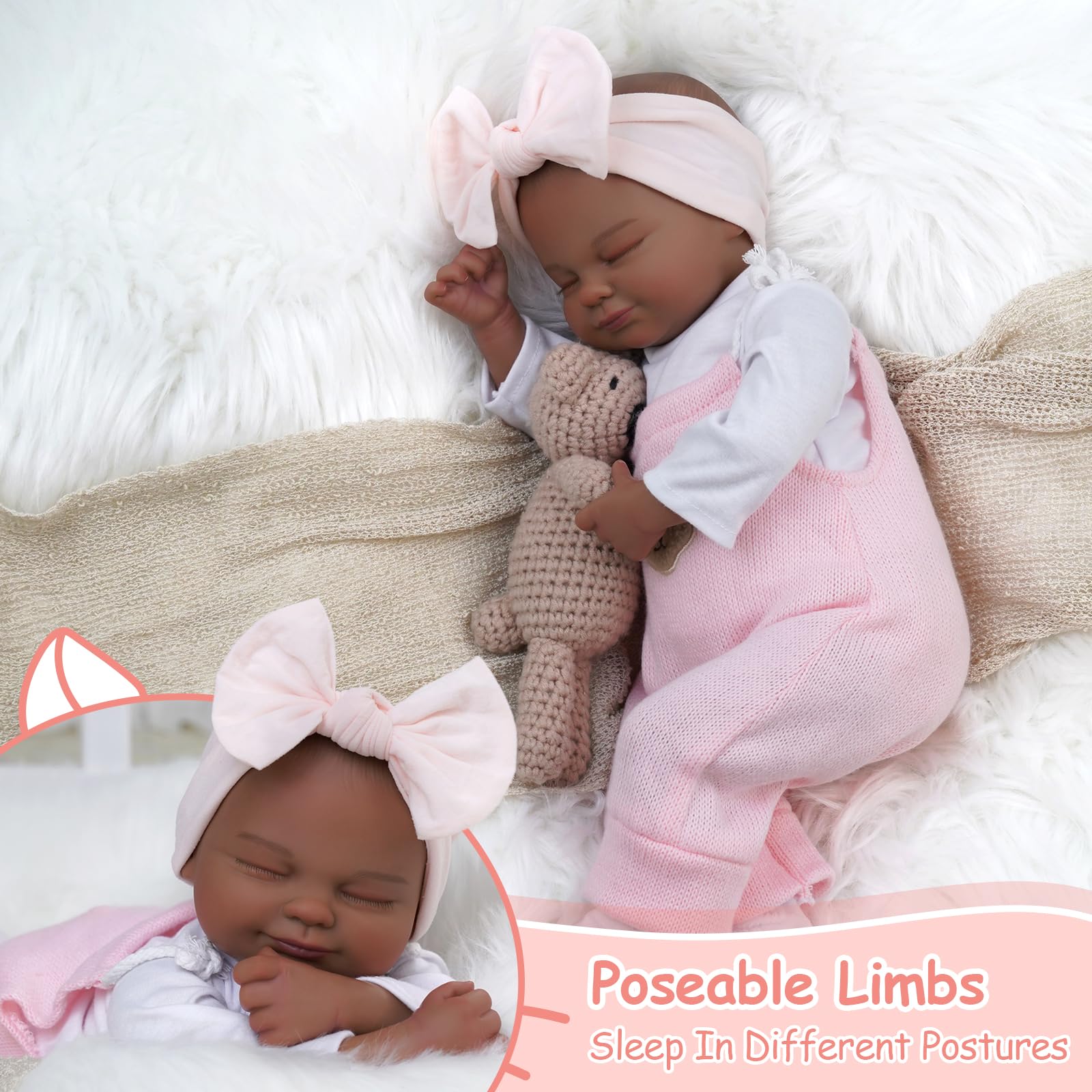 Foto 5 pulgar | Muñeca Reborn Babeside Skylar Black Girl De 43 Cm Con Caja De Regalo - Venta Internacional.