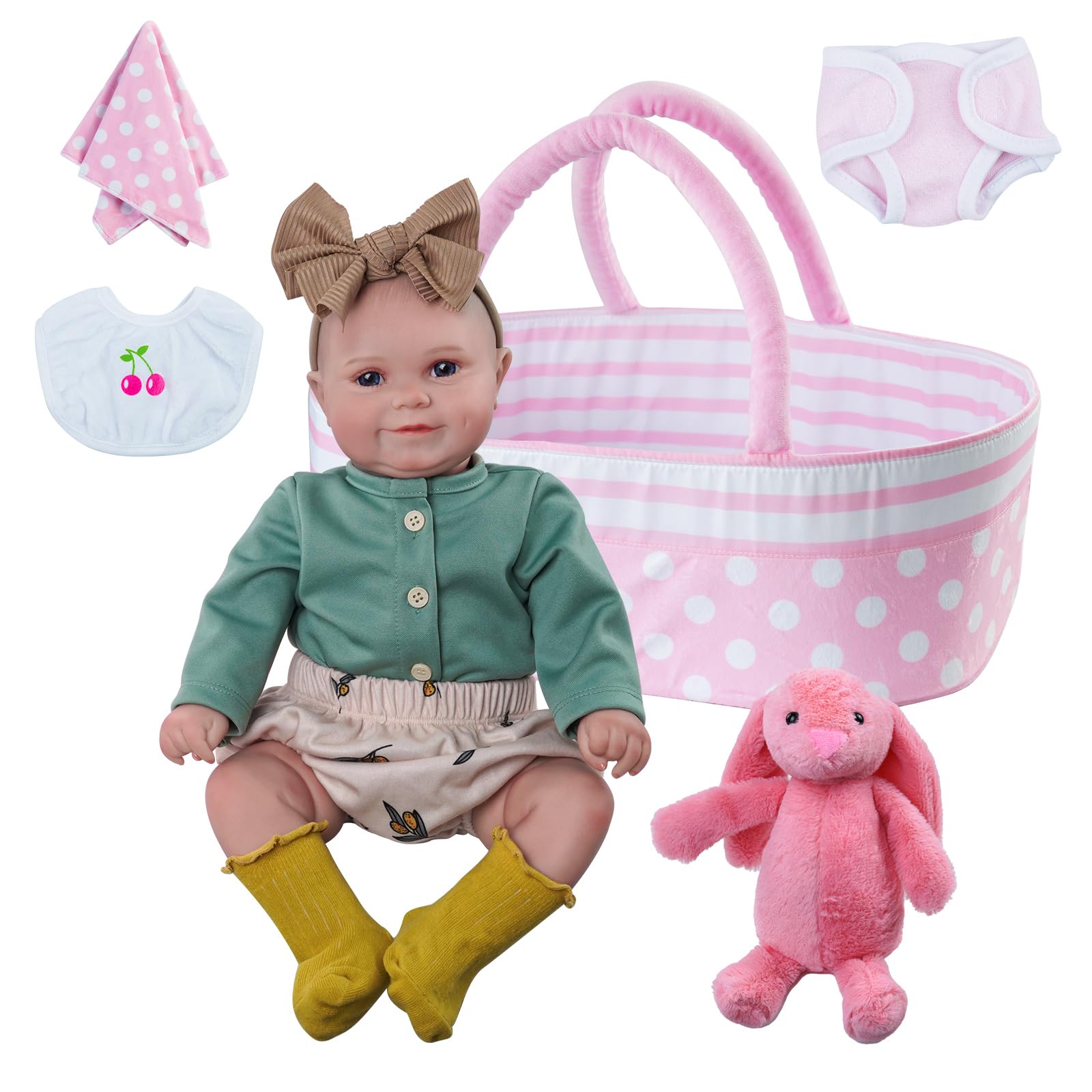 Muñeca Reborn Babeside Maddy Con Capazo De 50 Cm Y Acceso - Venta Internacional.