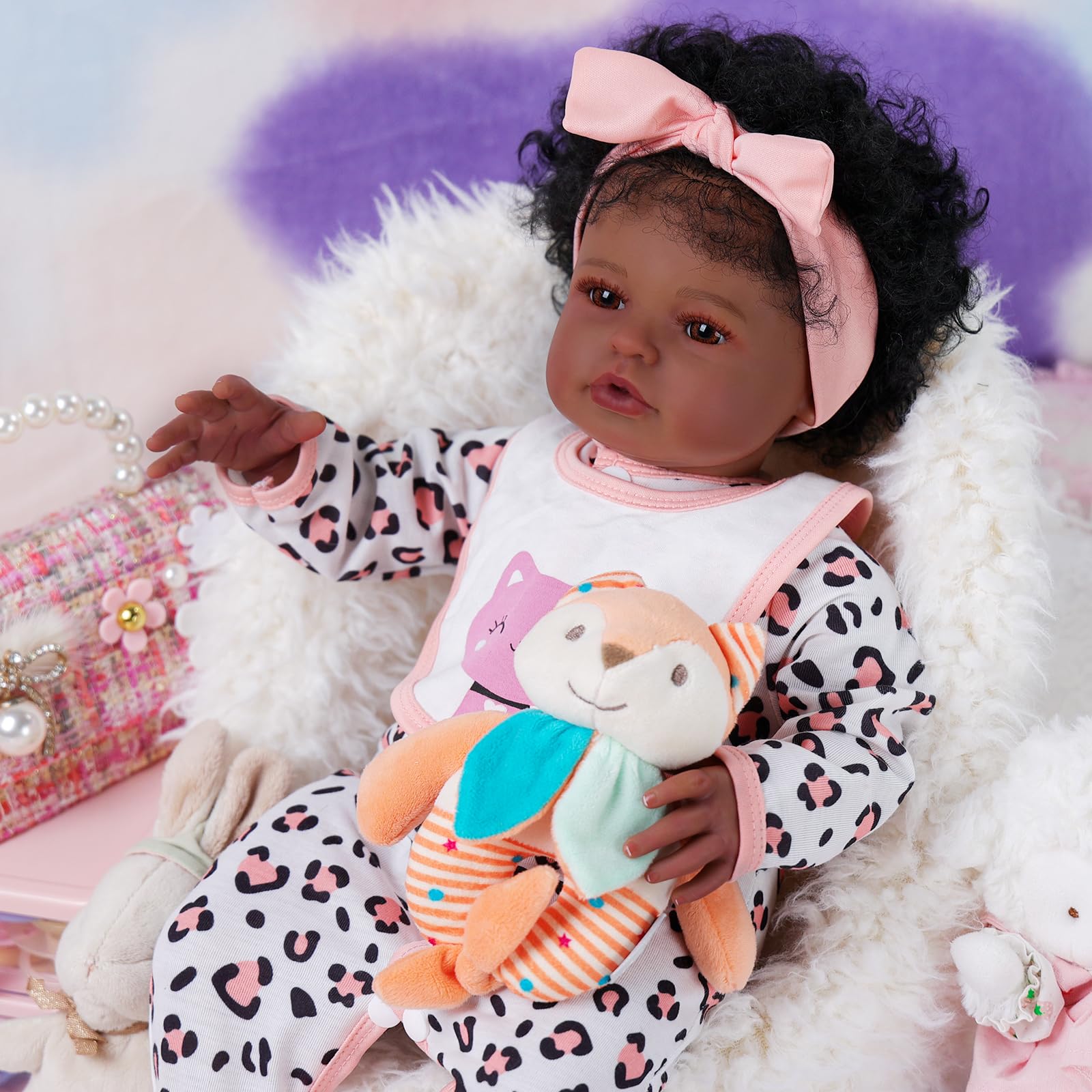 Foto 2 | Muñeca Babeside Natalie Relike Reborn Black Girl 50 Cm - Venta Internacional.