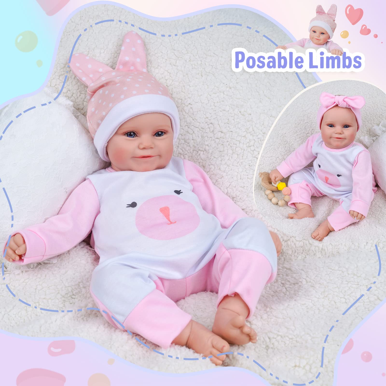 Foto 4 pulgar | Muñeca Reborn Babeside Smiling De 50 Cm De Vinilo Realista Para Niña - Venta Internacional.