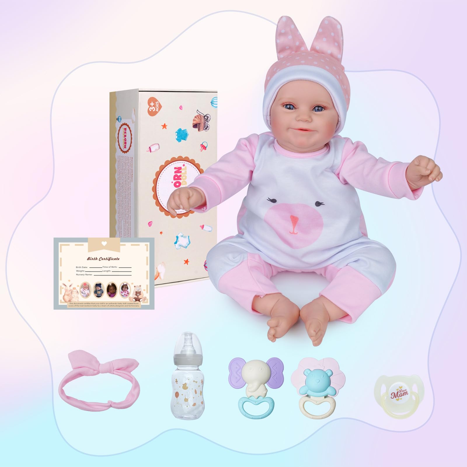 Foto 7 pulgar | Muñeca Reborn Babeside Smiling De 50 Cm De Vinilo Realista Para Niña - Venta Internacional.