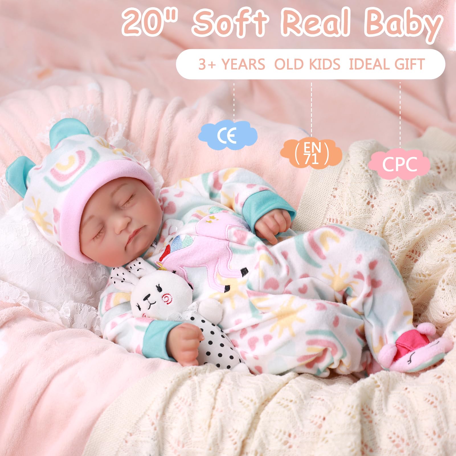 Foto 7 pulgar | Muñeca Reborn Babeside Relike Girl De 50 Cm Con Accesorios - Venta Internacional.