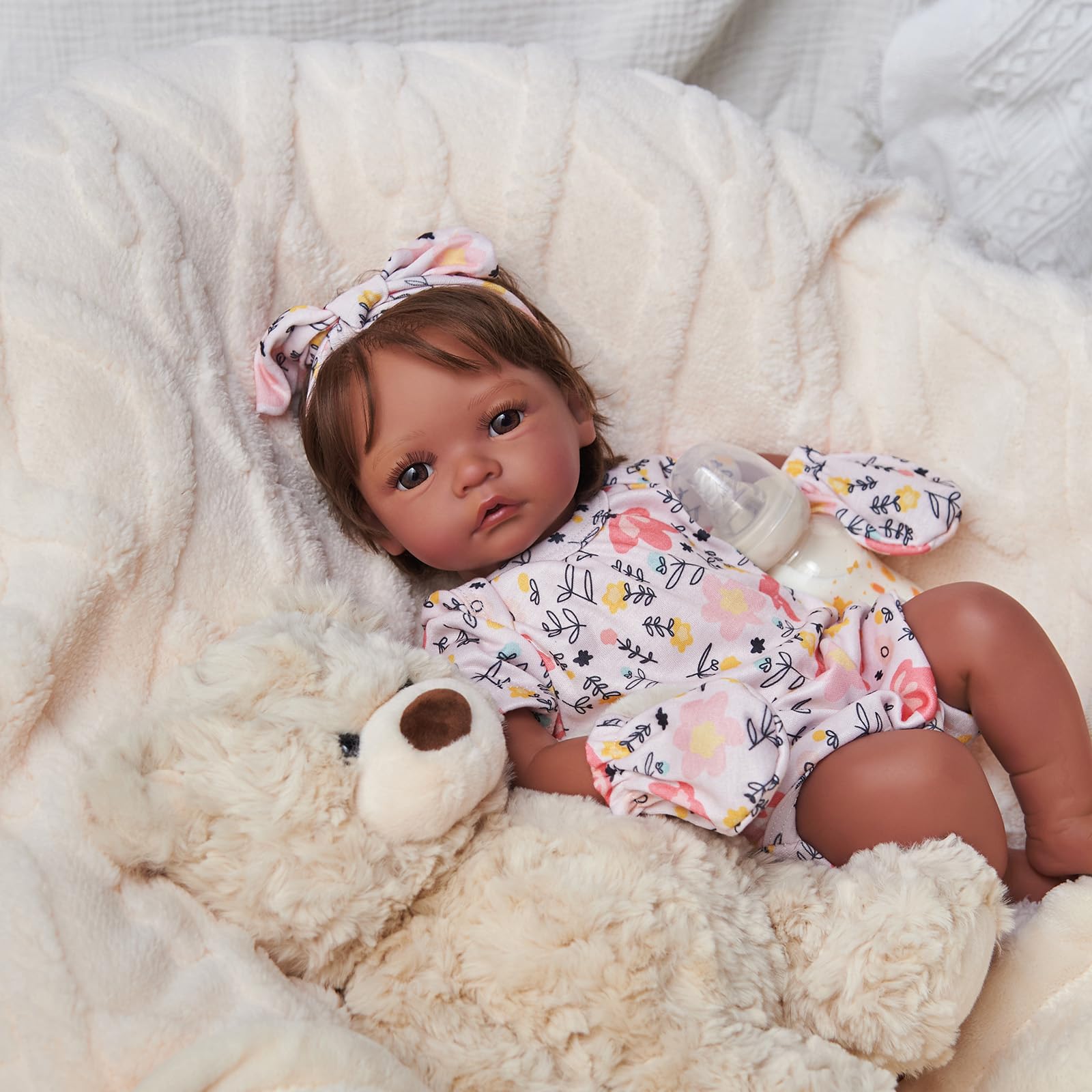 Foto 6 | Muñeca Reborn Babeside Marlie Black Girl De 43 Cm Con Kit De Alimentación - Venta Internacional.