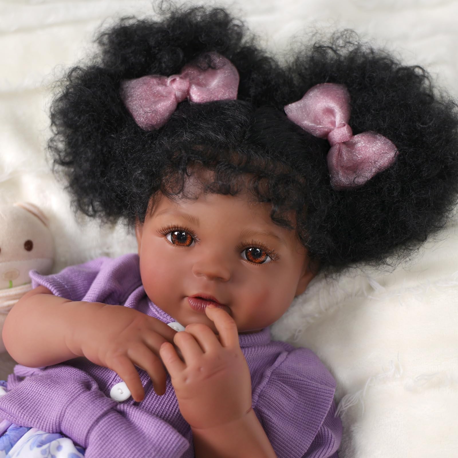Foto 2 pulgar | Muñeca Reborn Babeside Negra De 50 Cm Con Peinado Afro - Venta Internacional.
