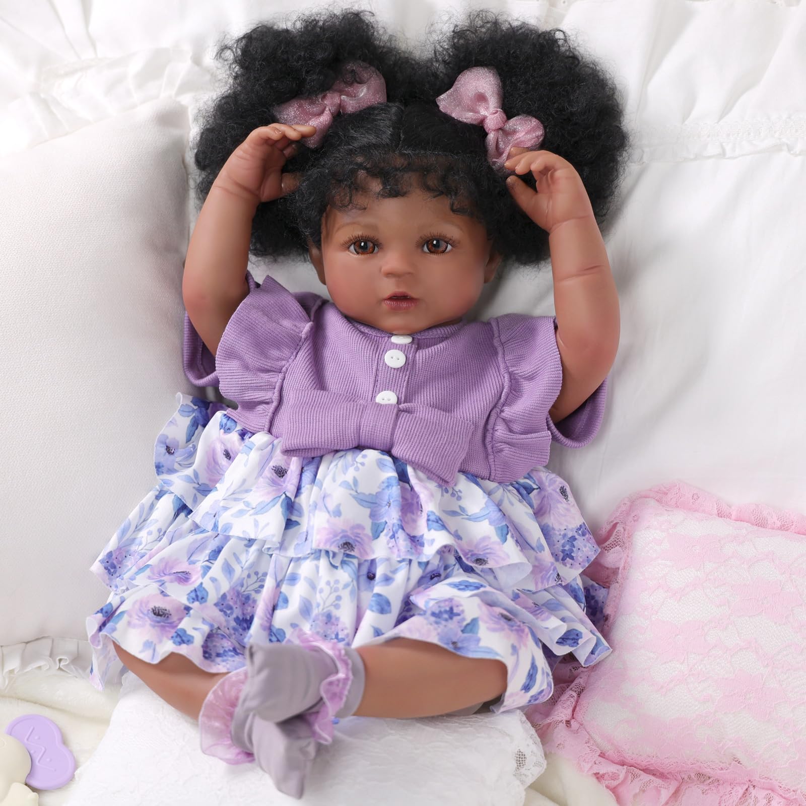 Foto 3 pulgar | Muñeca Reborn Babeside Negra De 50 Cm Con Peinado Afro - Venta Internacional.