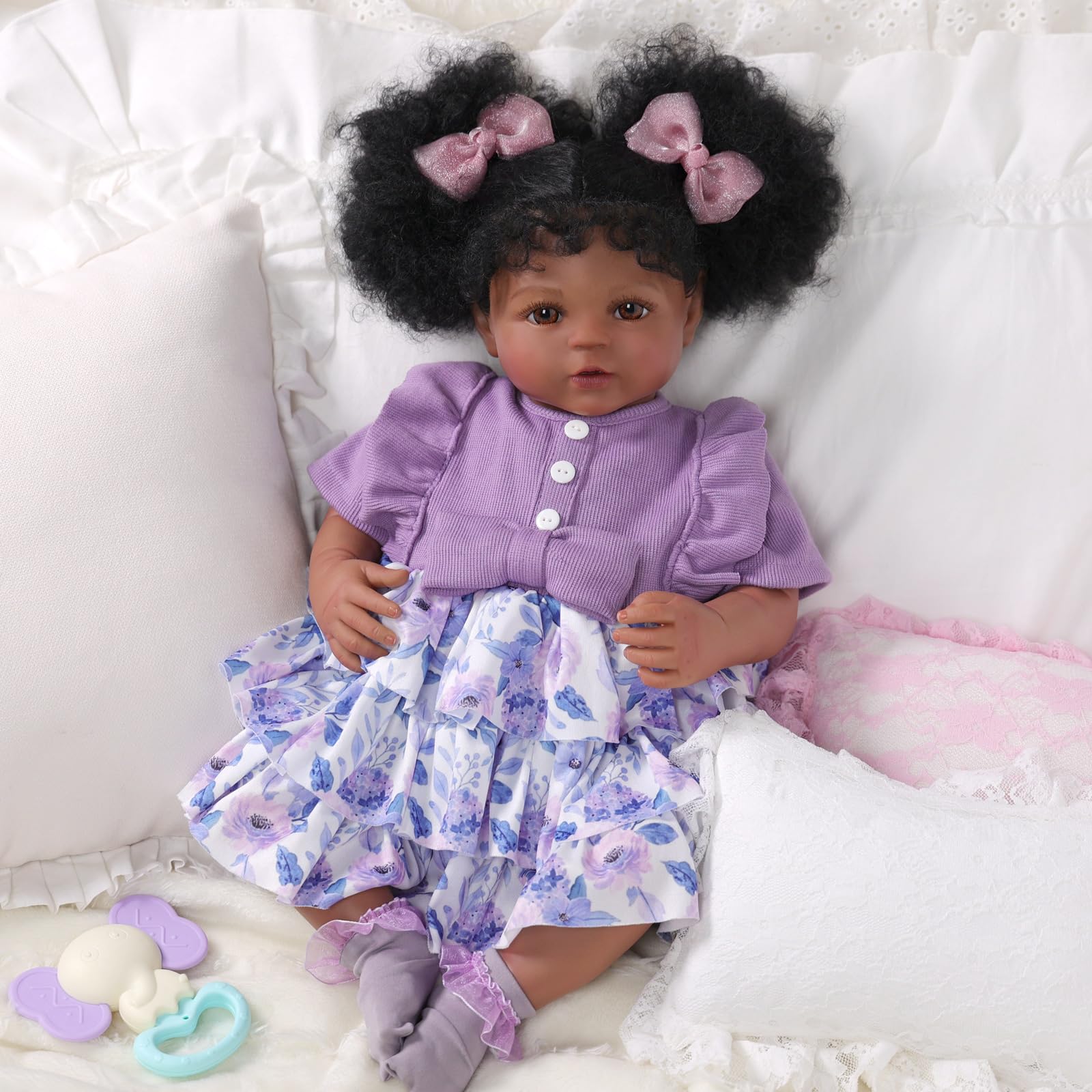 Foto 6 pulgar | Muñeca Reborn Babeside Negra De 50 Cm Con Peinado Afro - Venta Internacional.