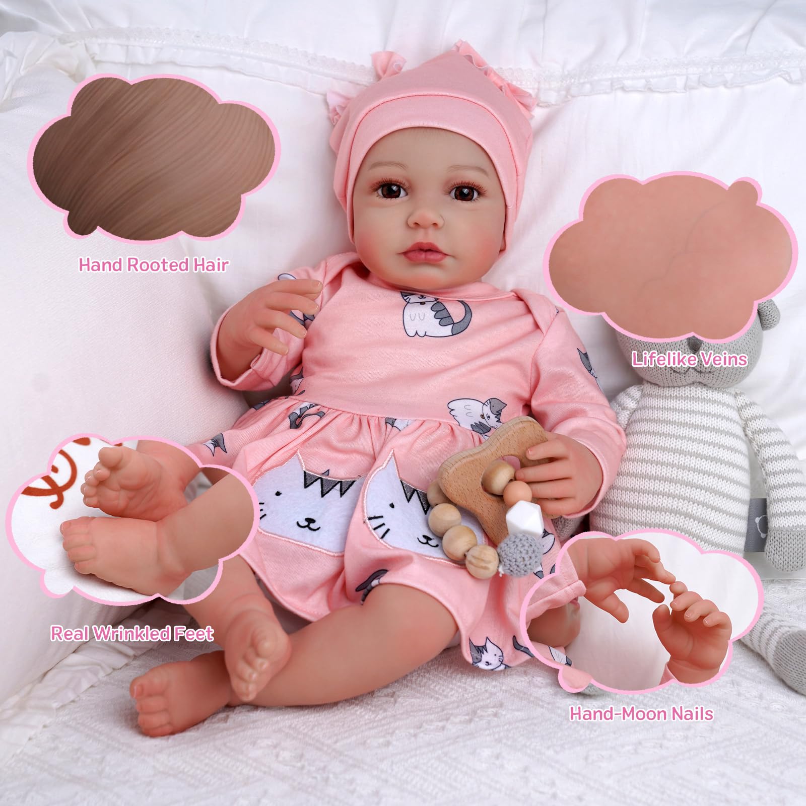 Foto 3 pulgar | Muñeca Reborn Babeside Awake De 50 Cm Con Cuerpo Suave Con Acceso. - Venta Internacional.