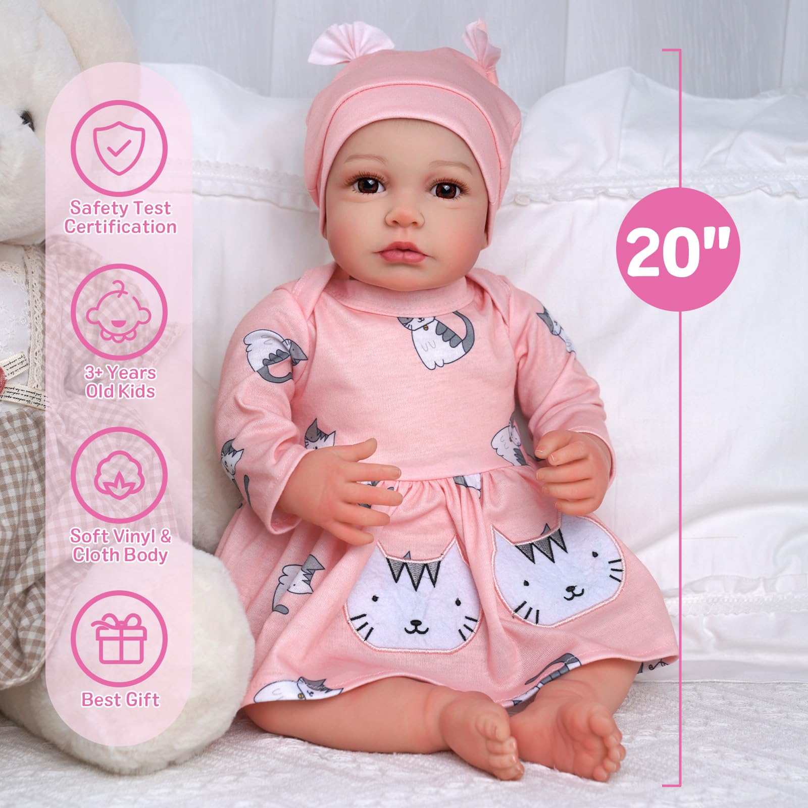 Foto 5 pulgar | Muñeca Reborn Babeside Awake De 50 Cm Con Cuerpo Suave Con Acceso. - Venta Internacional.