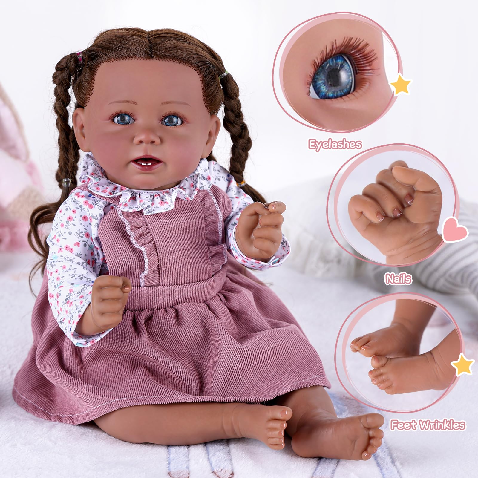 Foto 4 pulgar | Muñeca Reborn Babeside, Realista, Negra, 50 Cm, Con Accesorios - Venta Internacional.