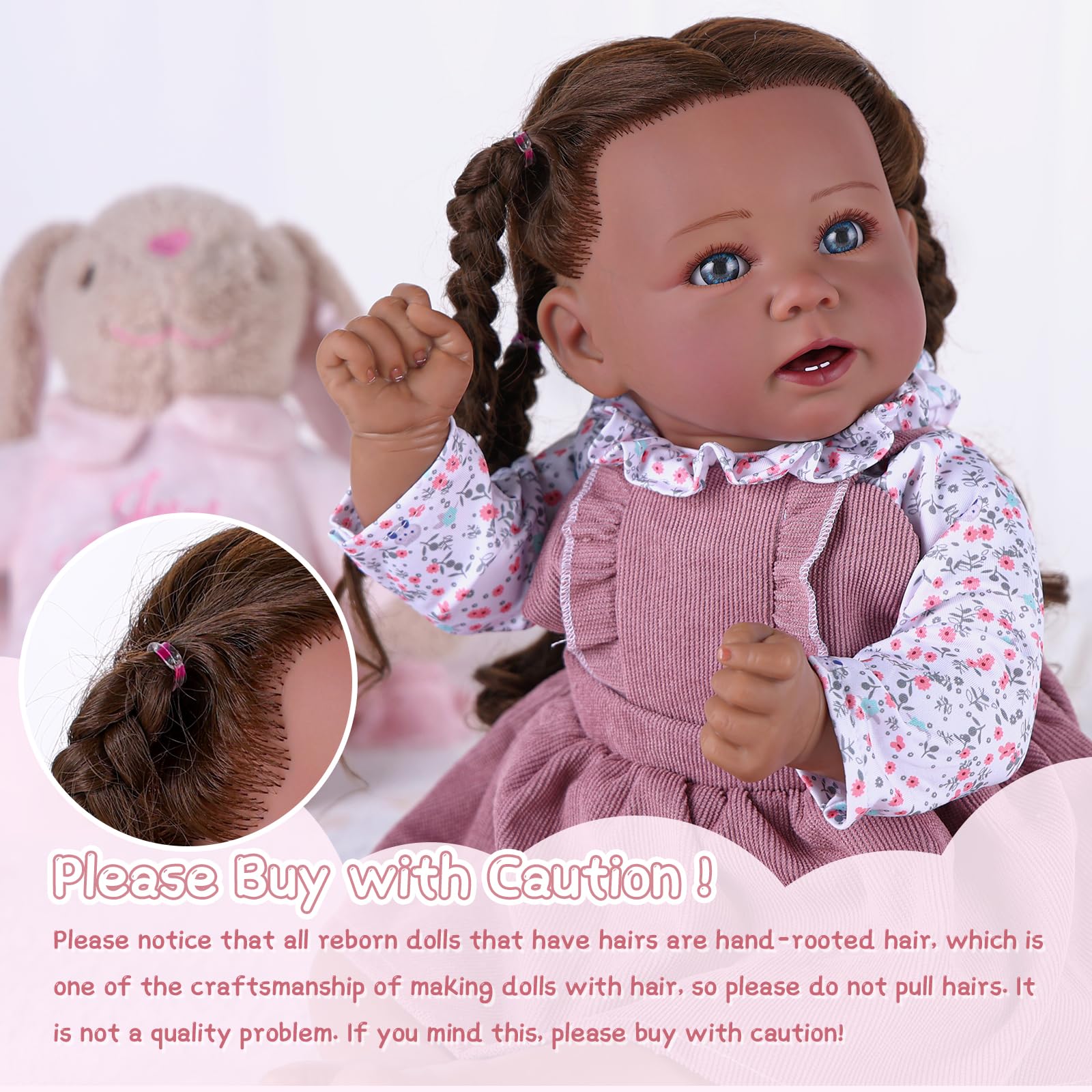 Foto 5 | Muñeca Reborn Babeside, Realista, Negra, 50 Cm, Con Accesorios - Venta Internacional.