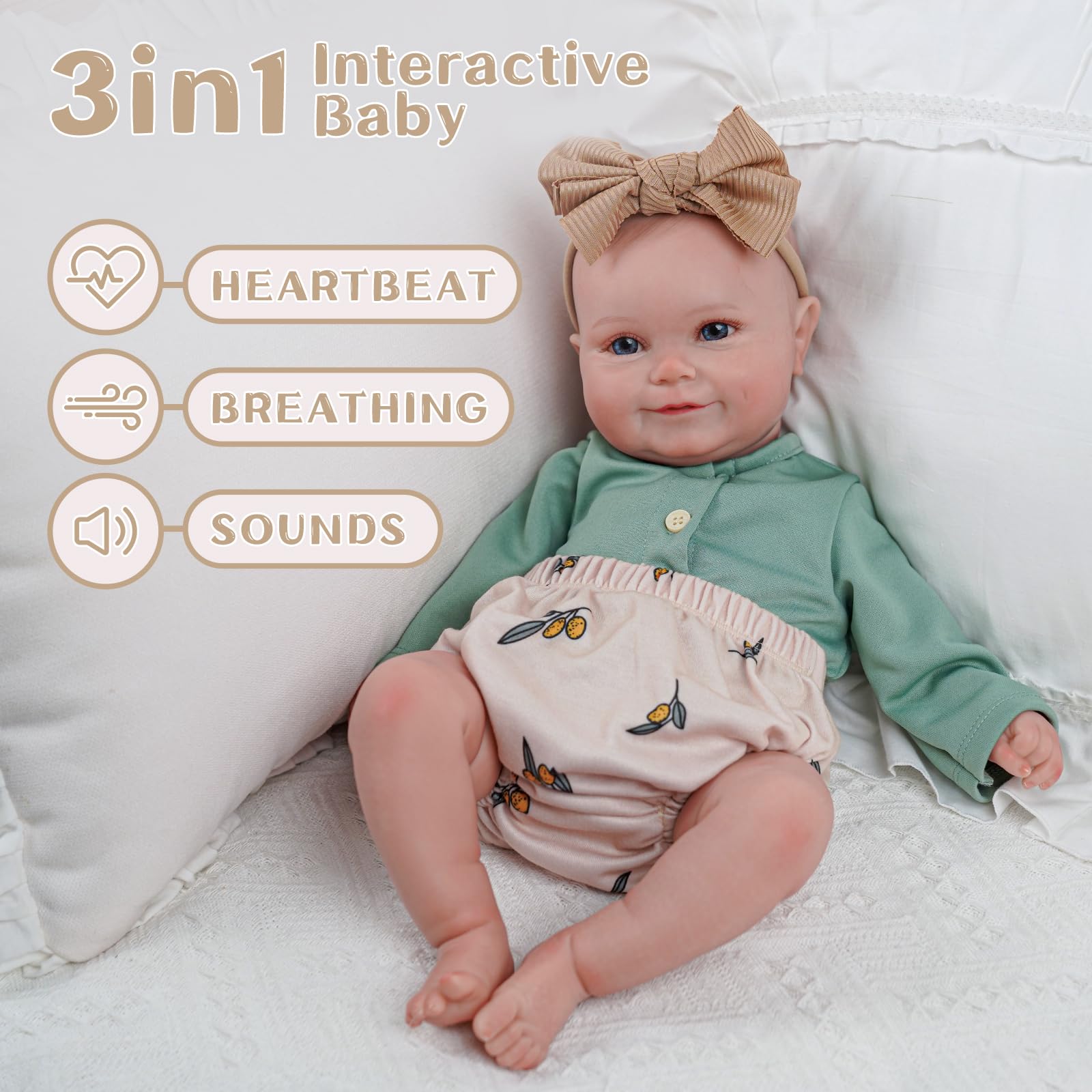 Foto 3 pulgar | Muñeca Interactiva Reborn Babeside 3 En 1 Con Latido - Venta Internacional.
