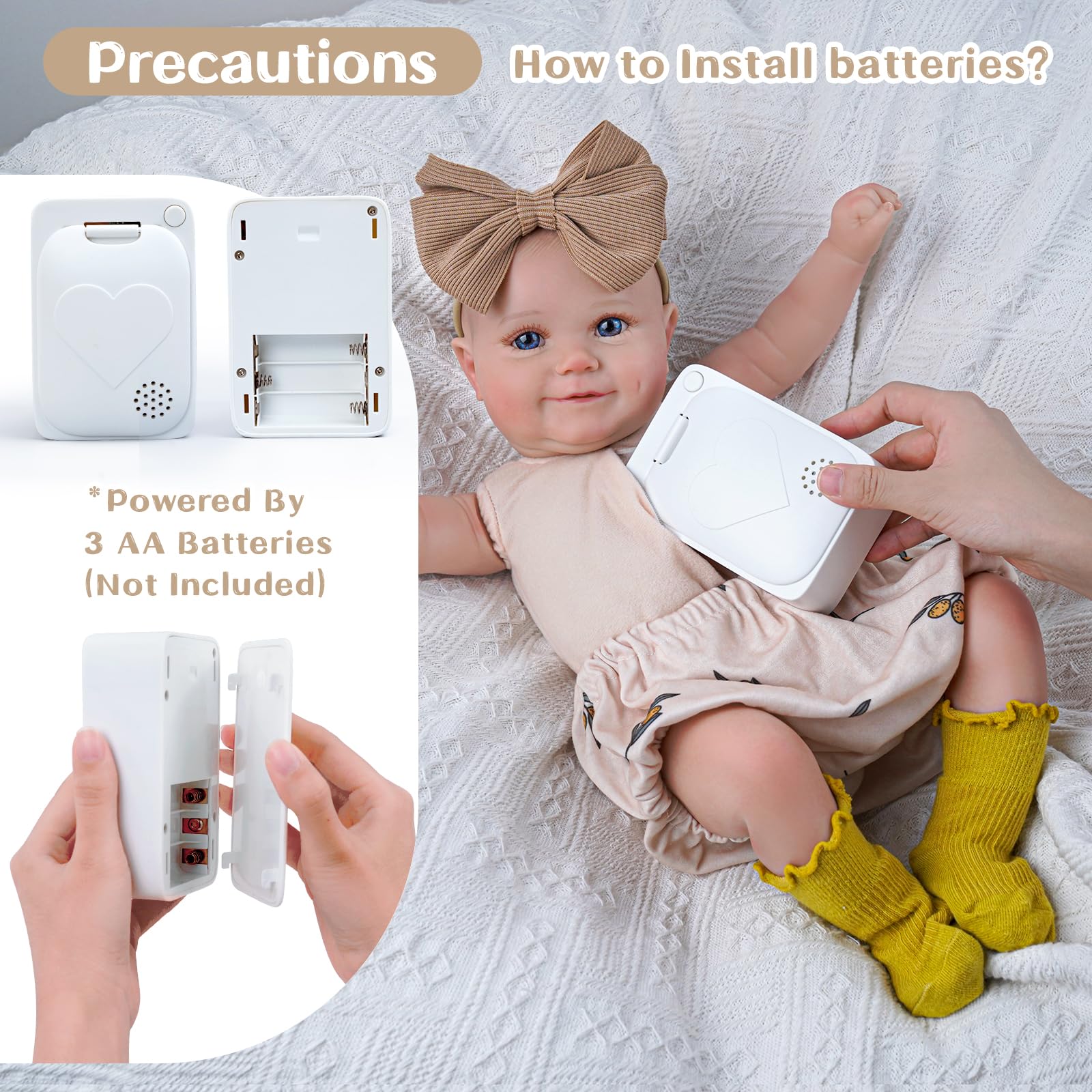 Foto 7 pulgar | Muñeca Interactiva Reborn Babeside 3 En 1 Con Latido - Venta Internacional.