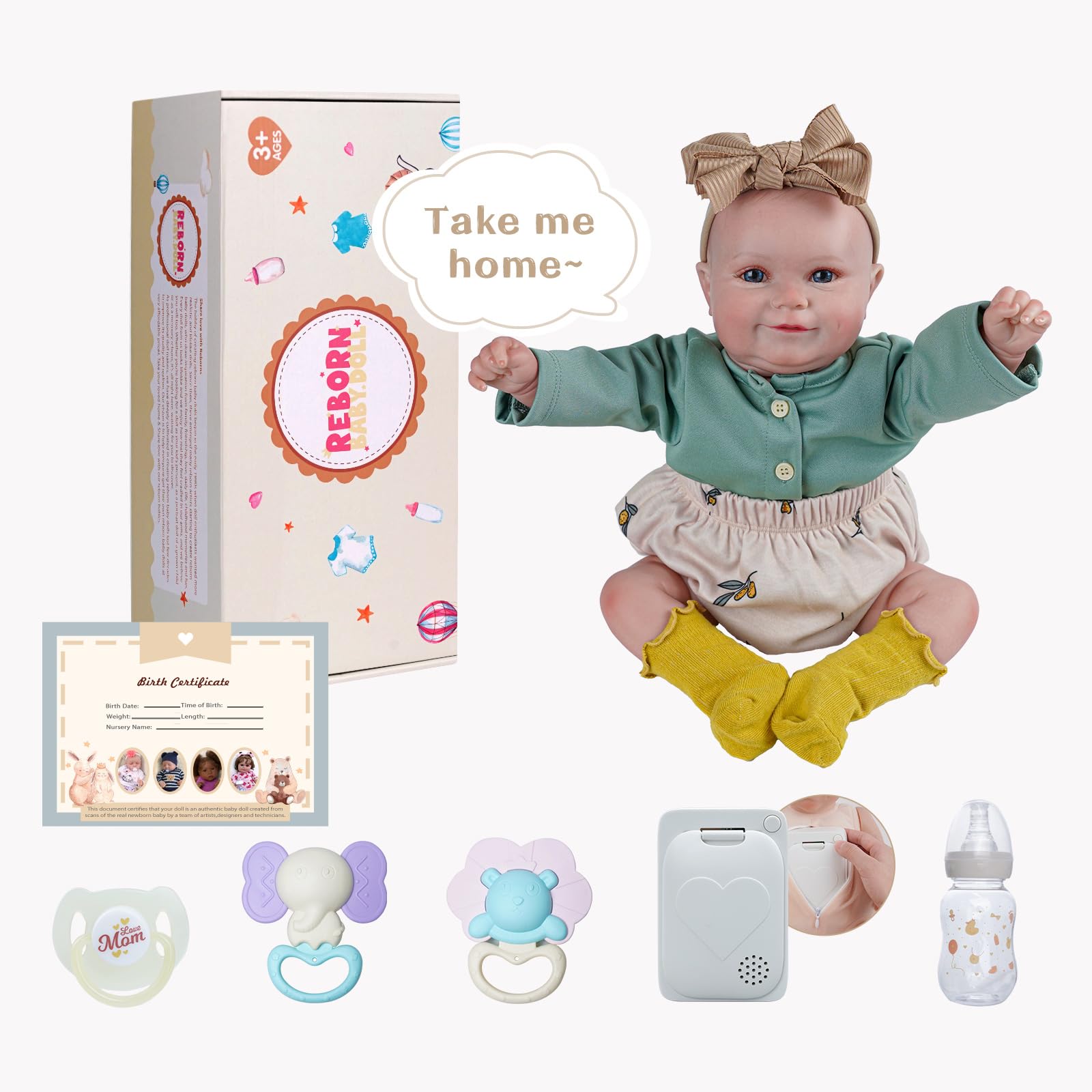 Foto 8 pulgar | Muñeca Interactiva Reborn Babeside 3 En 1 Con Latido - Venta Internacional.
