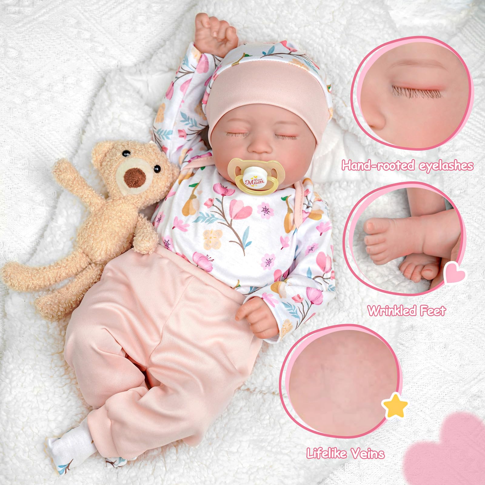 Foto 4 pulgar | Muñeca Reborn Babeside Connie De 51 Cm Para Dormir Con Accesorio - Venta Internacional.