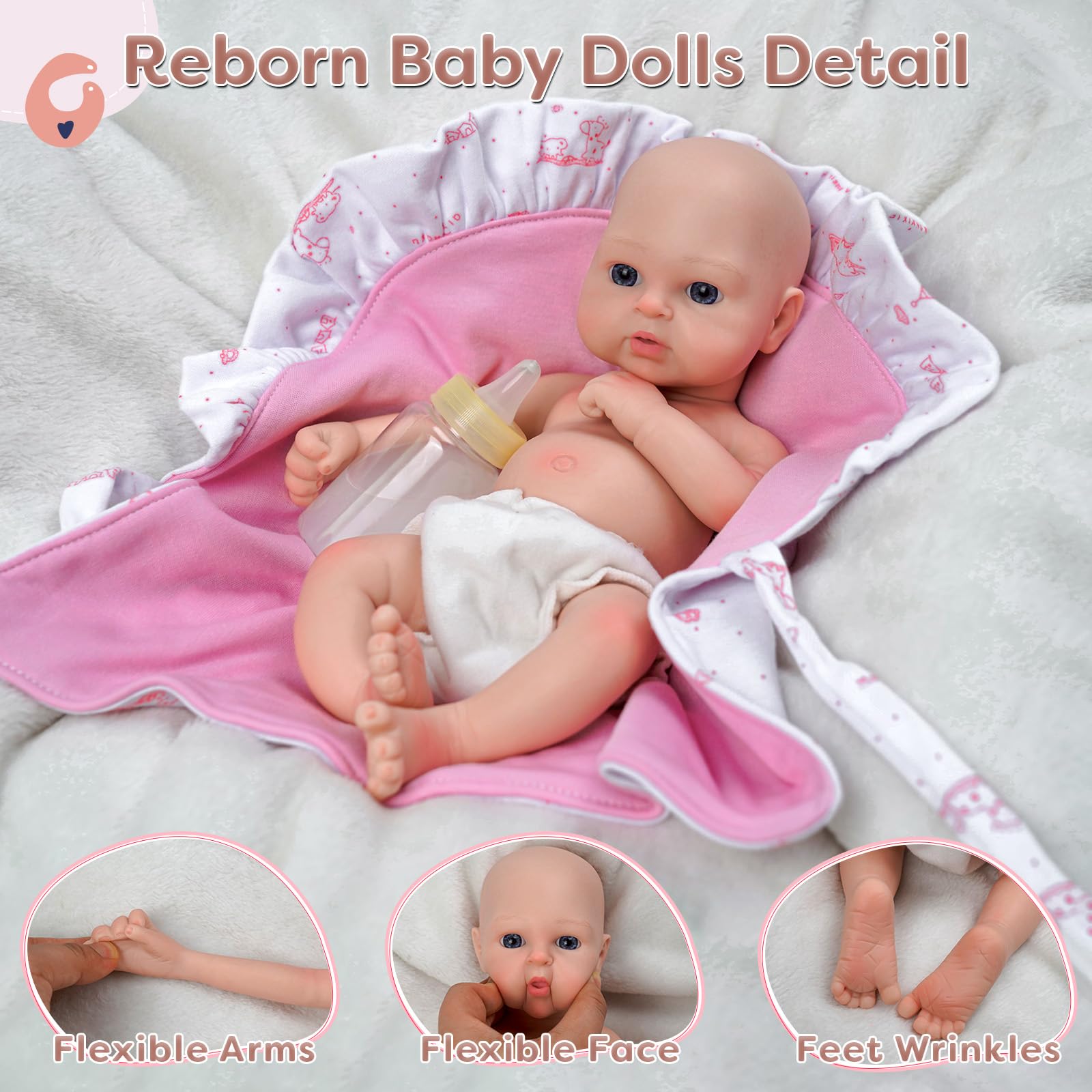 Foto 3 | Muñeca Reborn Babeside Relike, Totalmente De Silicona, 30 Cm Y 1,5 Kg - Venta Internacional.