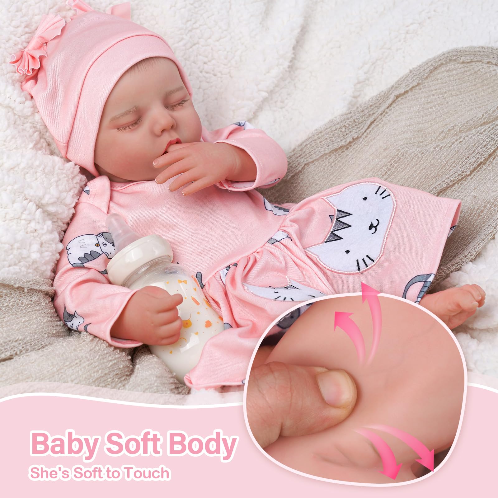 Foto 5 pulgar | Muñeca Reborn Babeside Sleeping Girl De 43 Cm Con Accesorios - Venta Internacional.