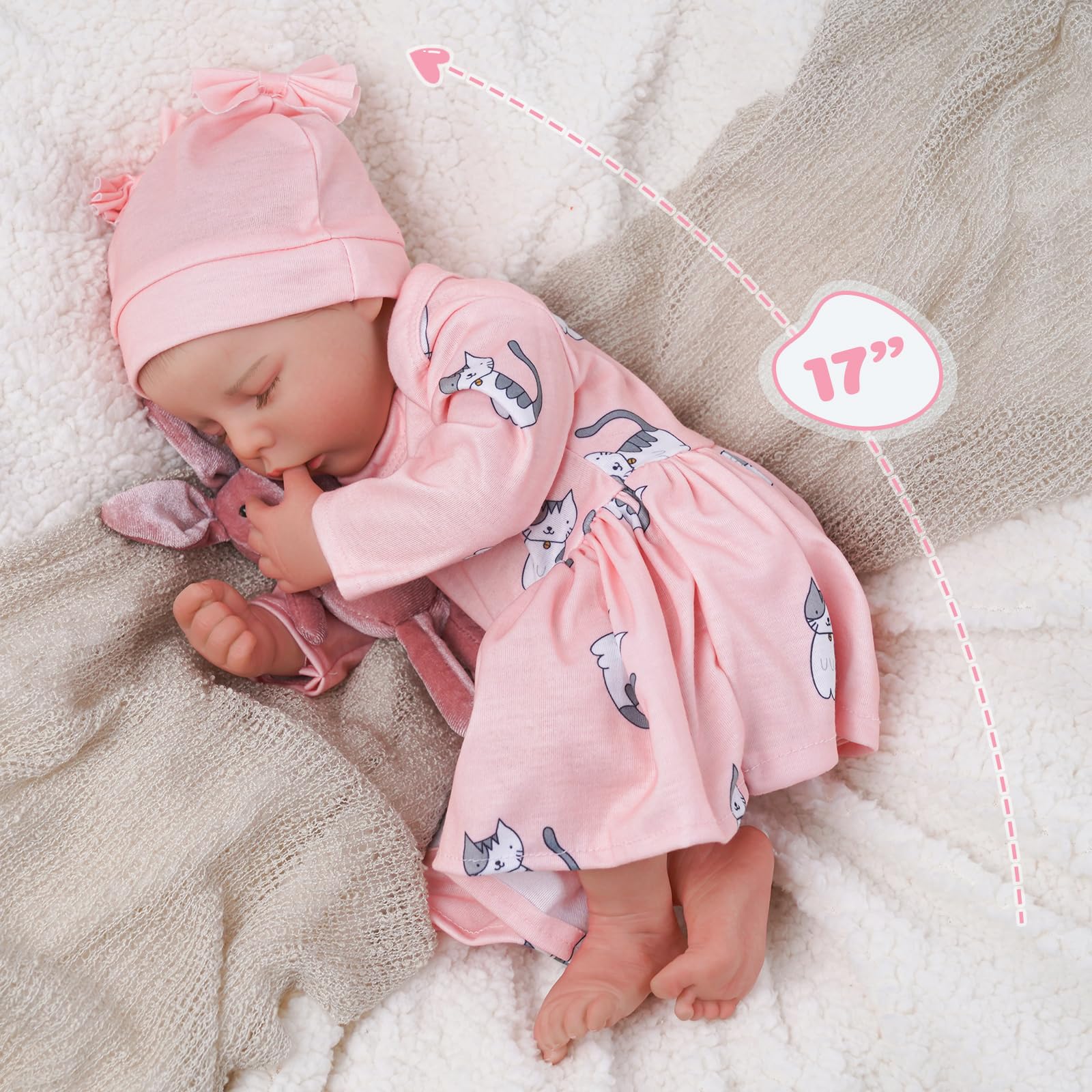 Foto 7 pulgar | Muñeca Reborn Babeside Sleeping Girl De 43 Cm Con Accesorios - Venta Internacional.