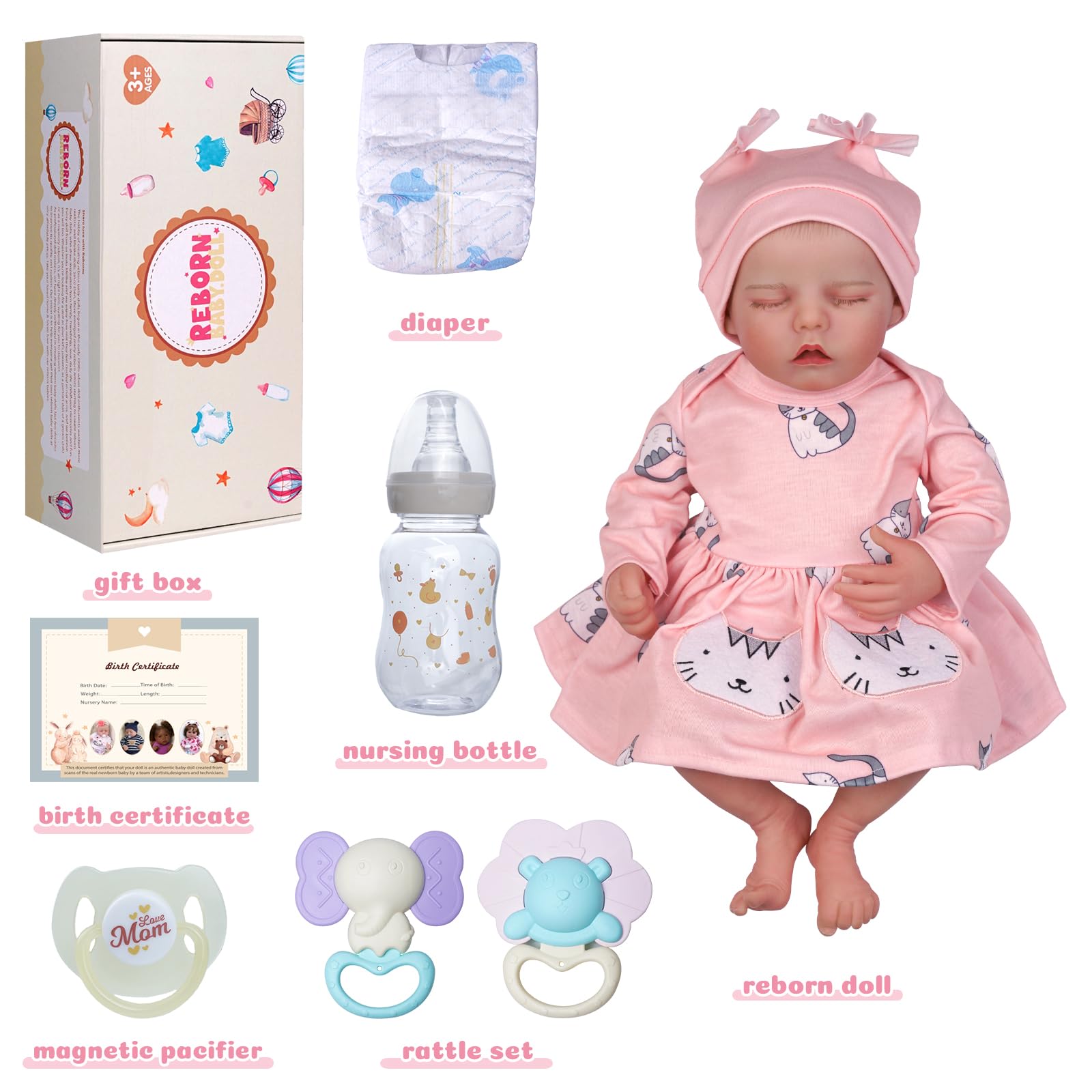 Foto 8 pulgar | Muñeca Reborn Babeside Sleeping Girl De 43 Cm Con Accesorios - Venta Internacional.