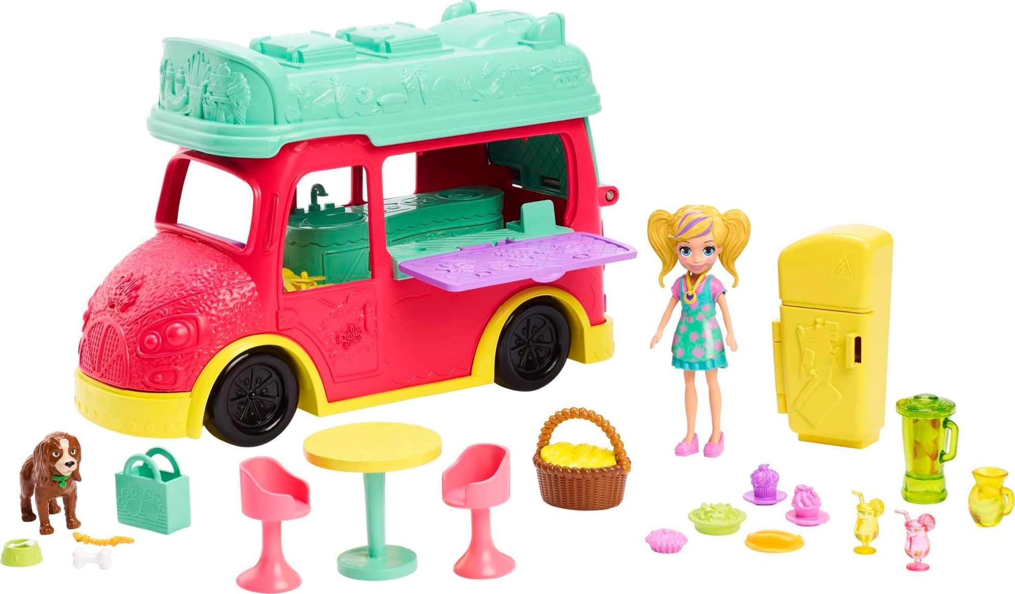 Camión De Batidos Playset Polly Pocket Swirlin' Con Muñeca De 3 Pulgadas - Venta Internacional.